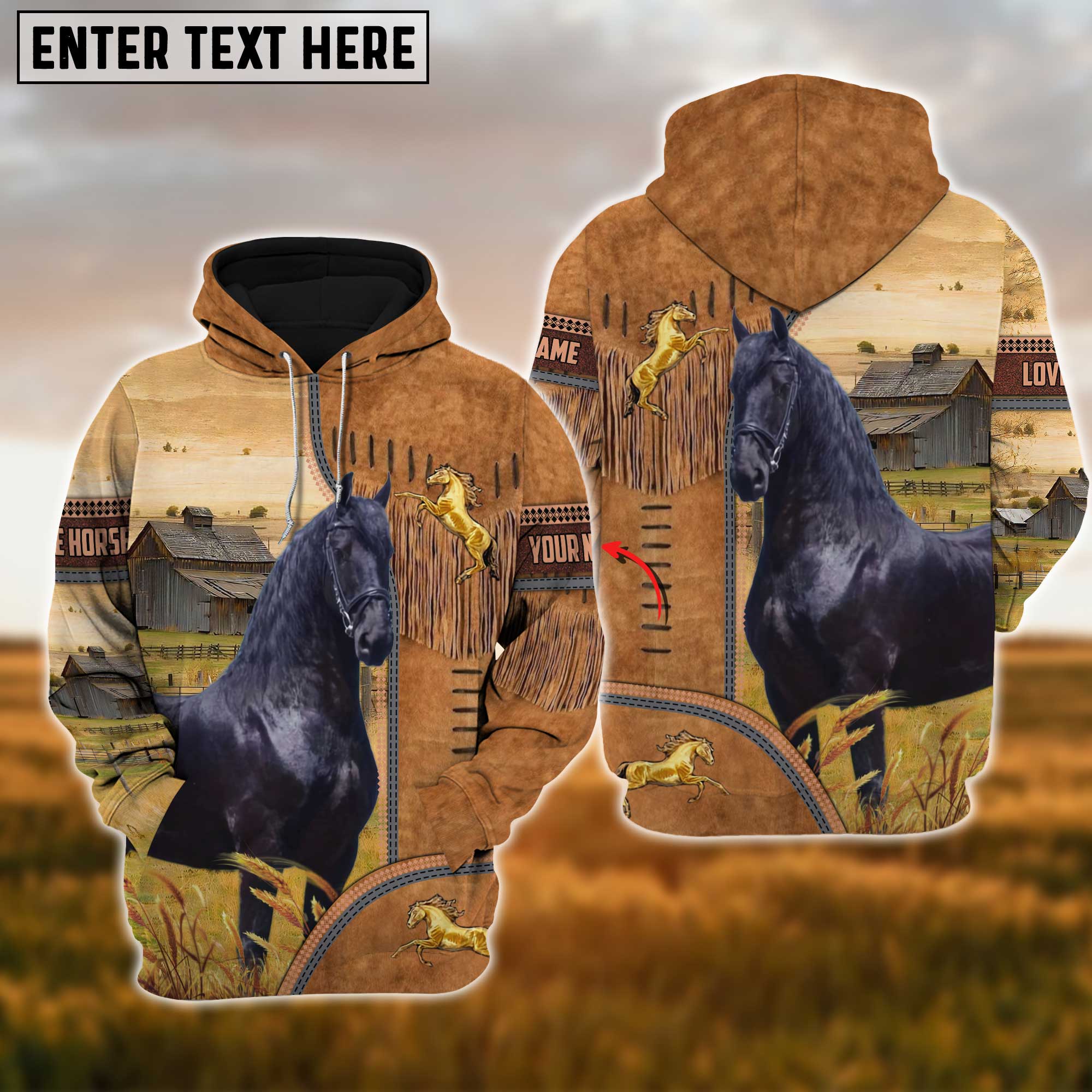 Custom Name Farm Horse Lovers 3D Printed Hoodie