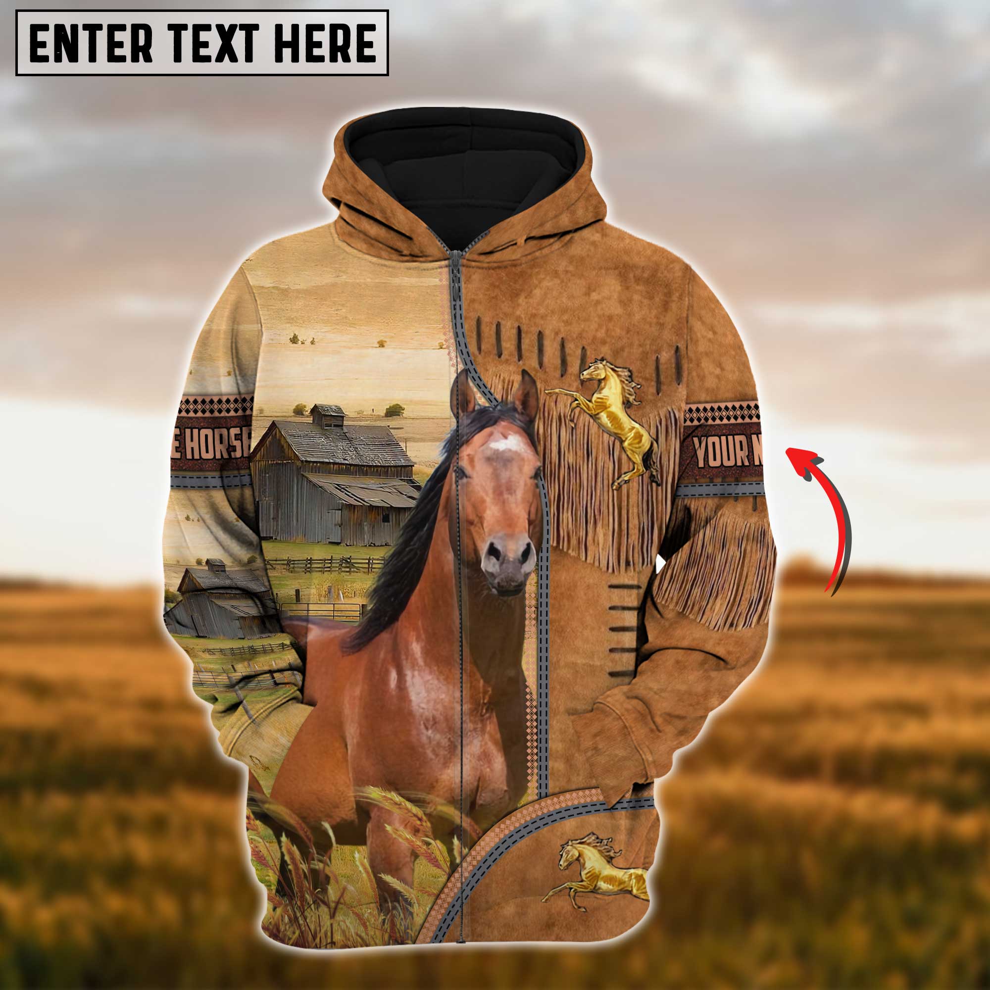 Custom Name Farm Horse Lovers 3D Printed Hoodie
