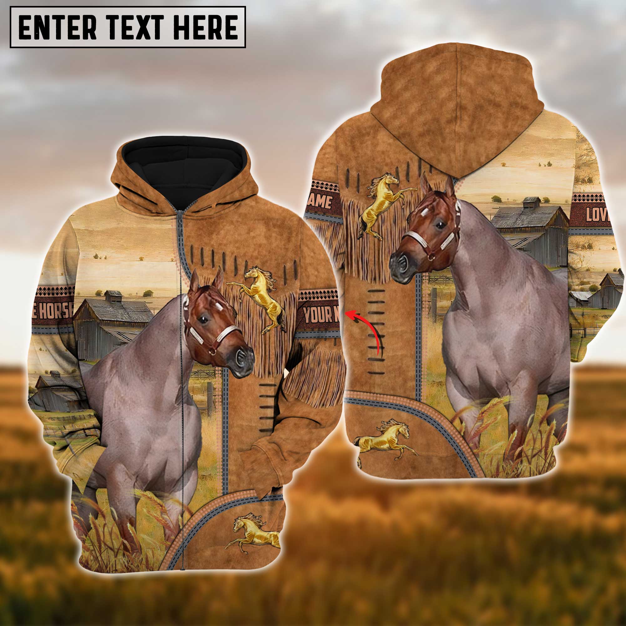 Custom Name Farm Horse Lovers 3D Printed Hoodie