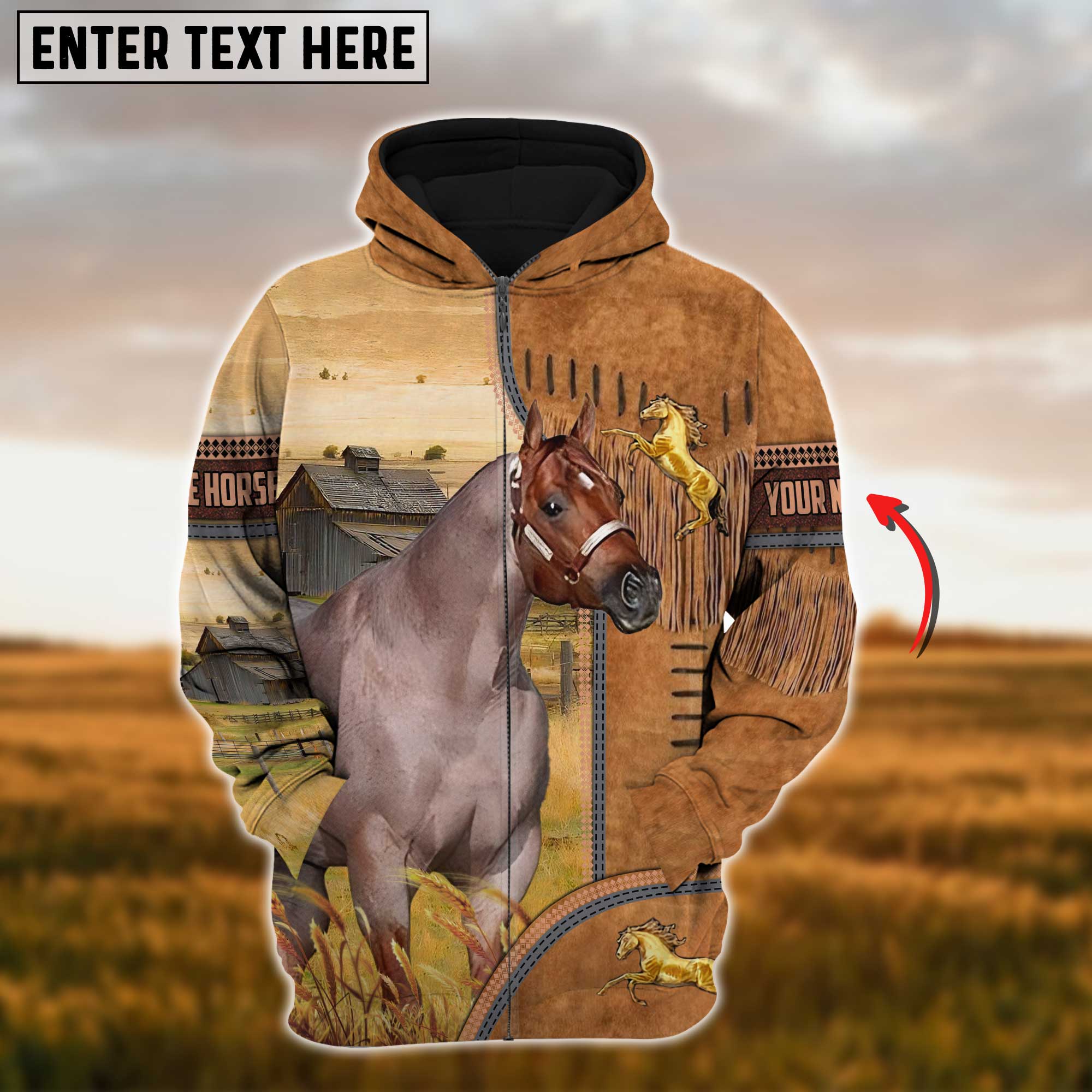 Custom Name Farm Horse Lovers 3D Printed Hoodie