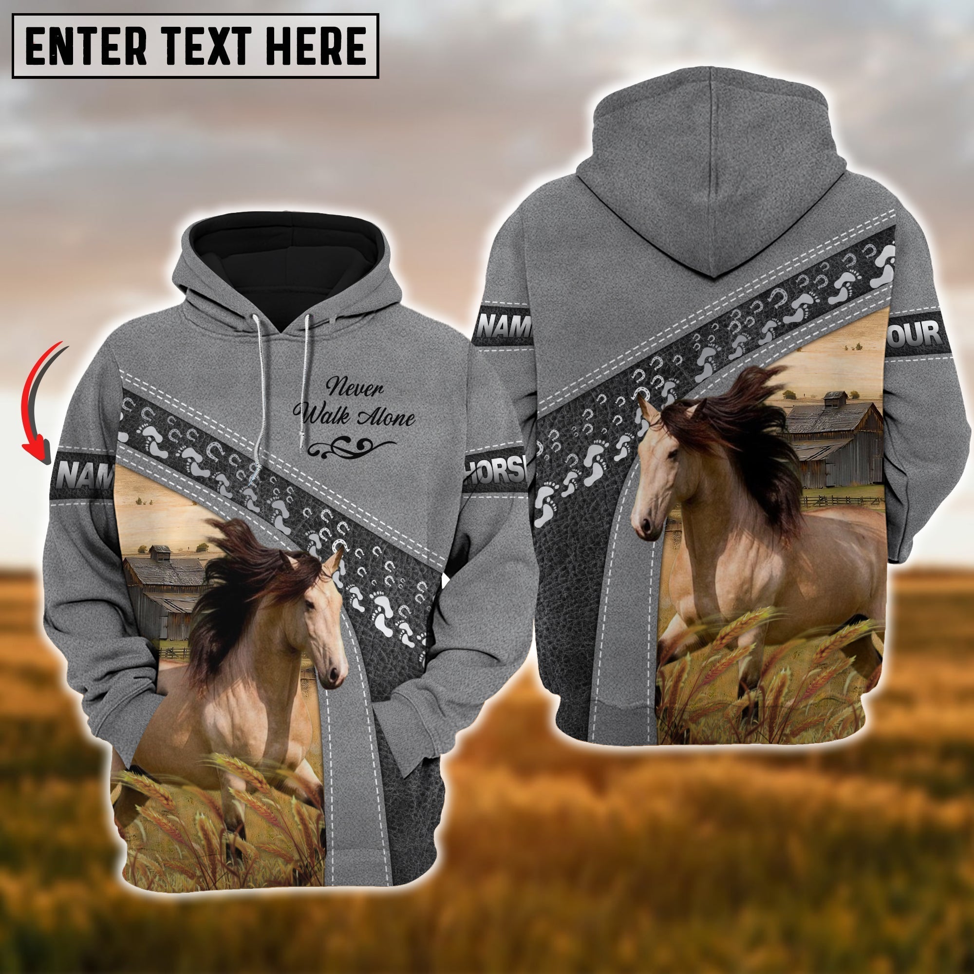 Custom Name Farm Horse Lovers 3D Printed Hoodie