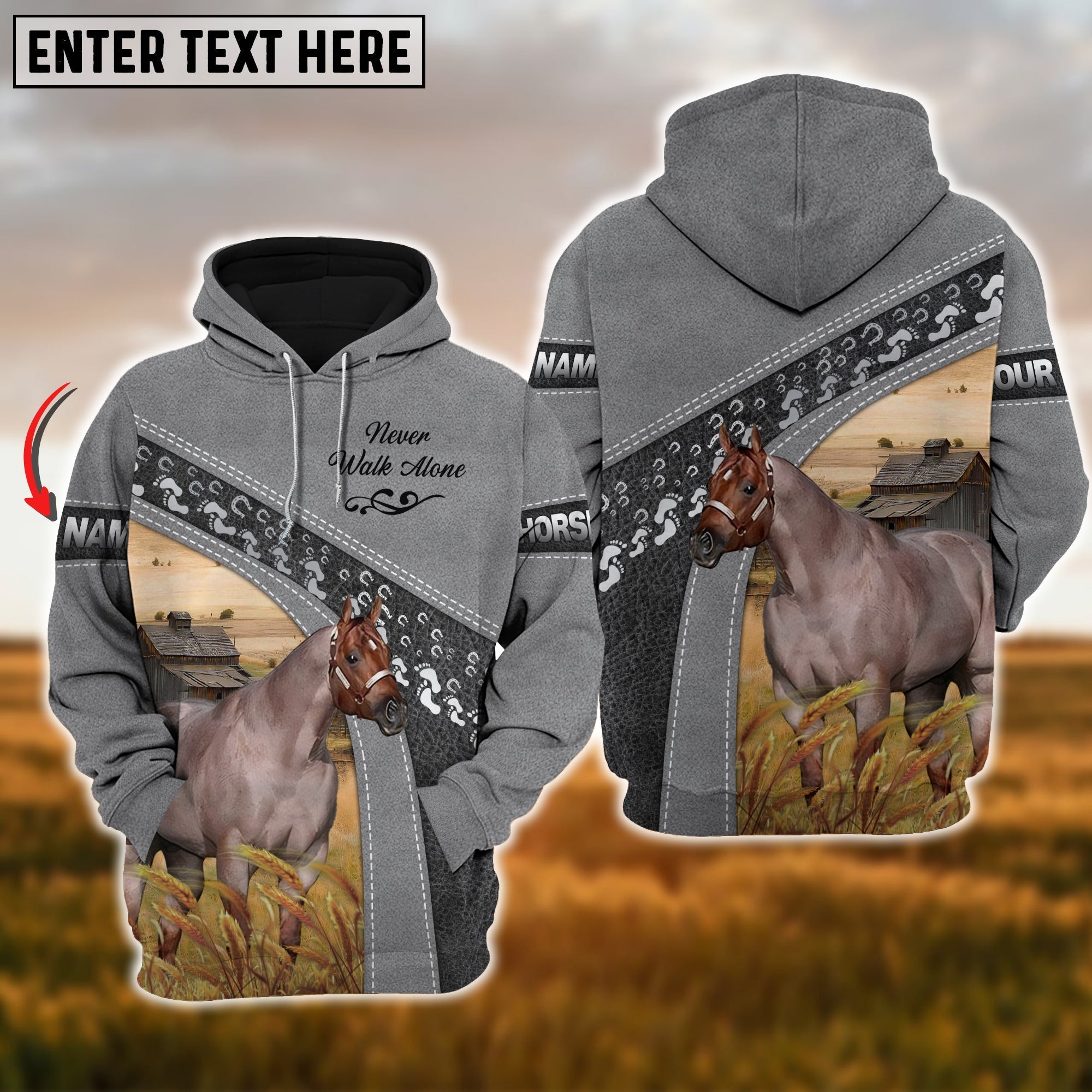 Custom Name Farm Horse Lovers 3D Printed Hoodie
