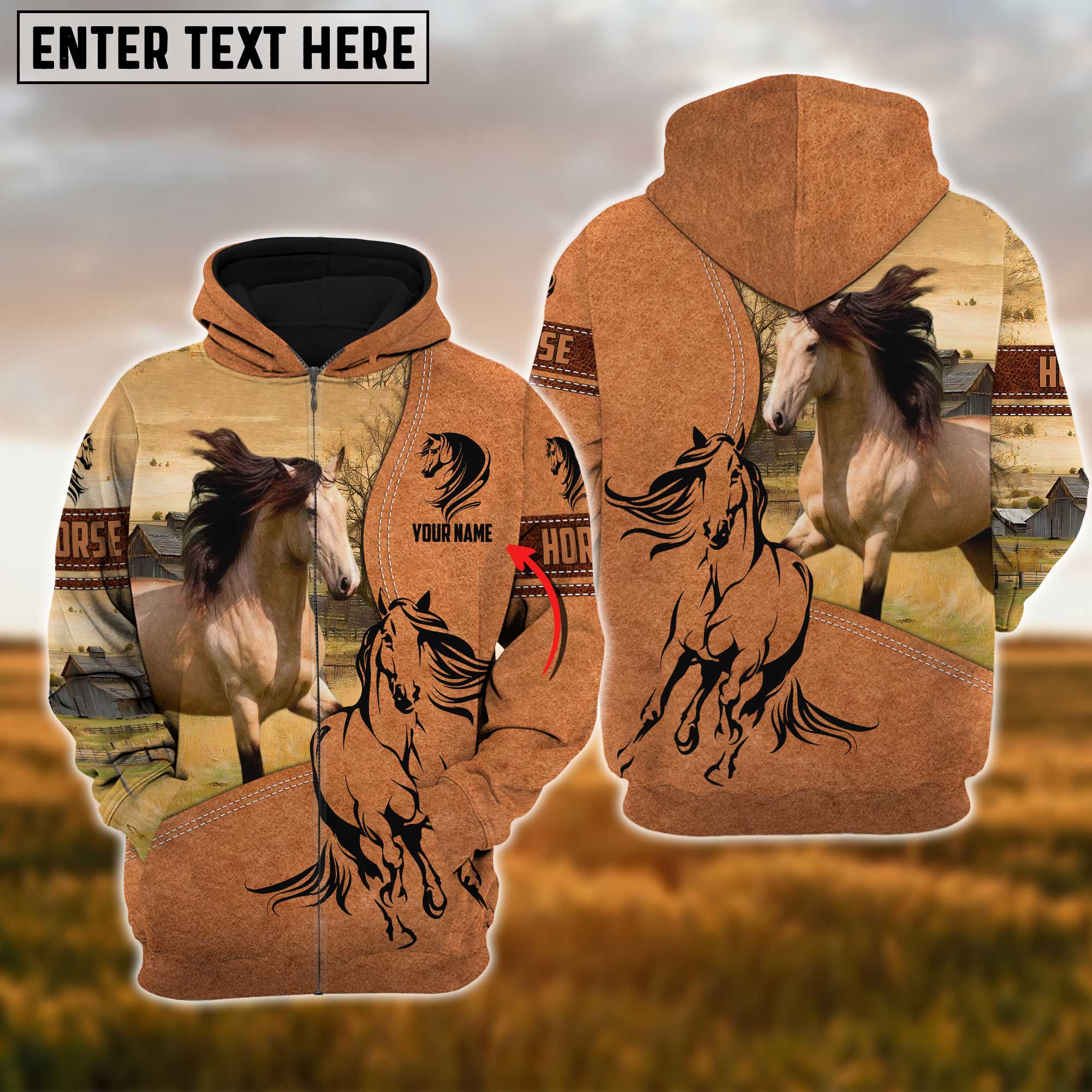 Custom Name Farm Horse Lovers 3D Printed Hoodie