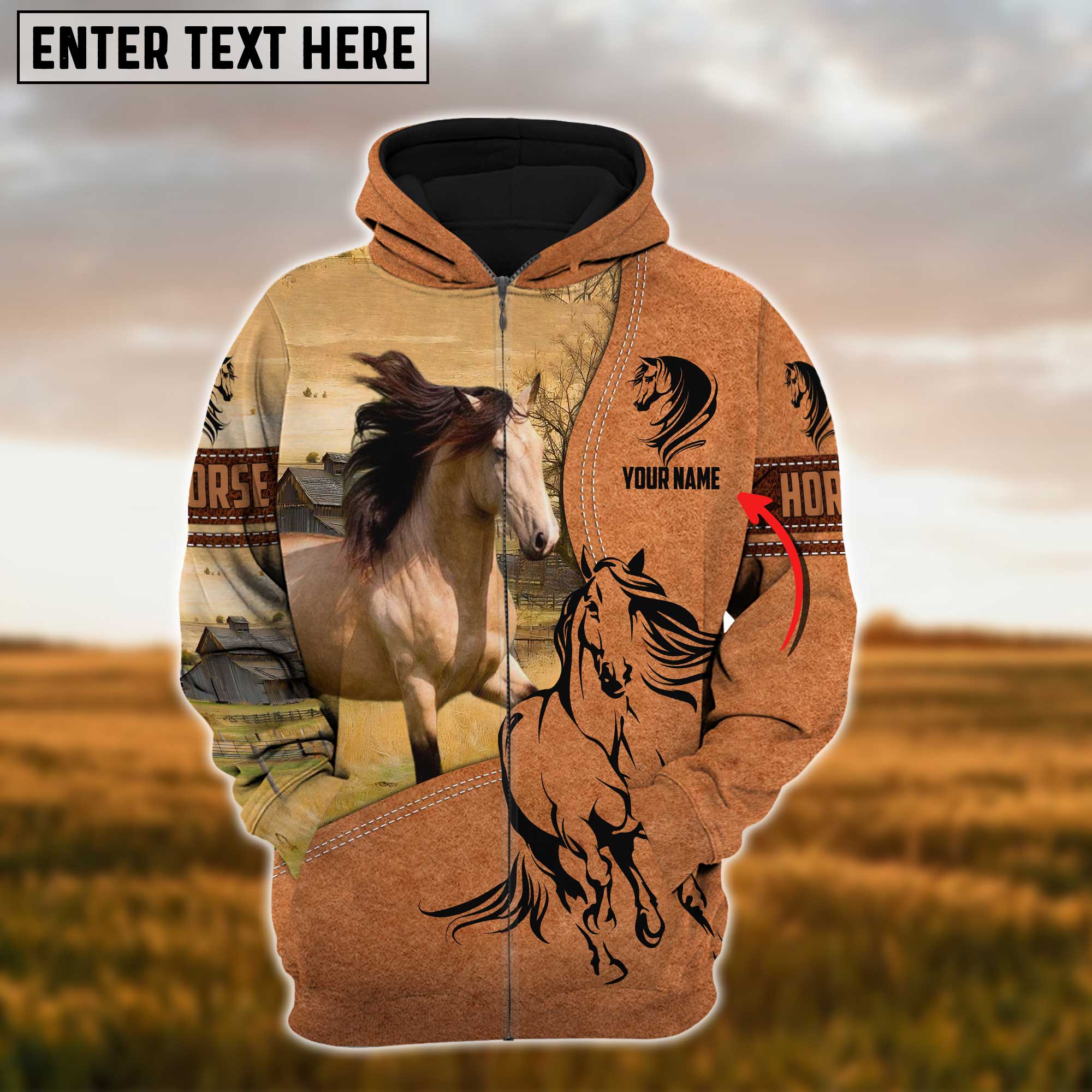 Custom Name Farm Horse Lovers 3D Printed Hoodie
