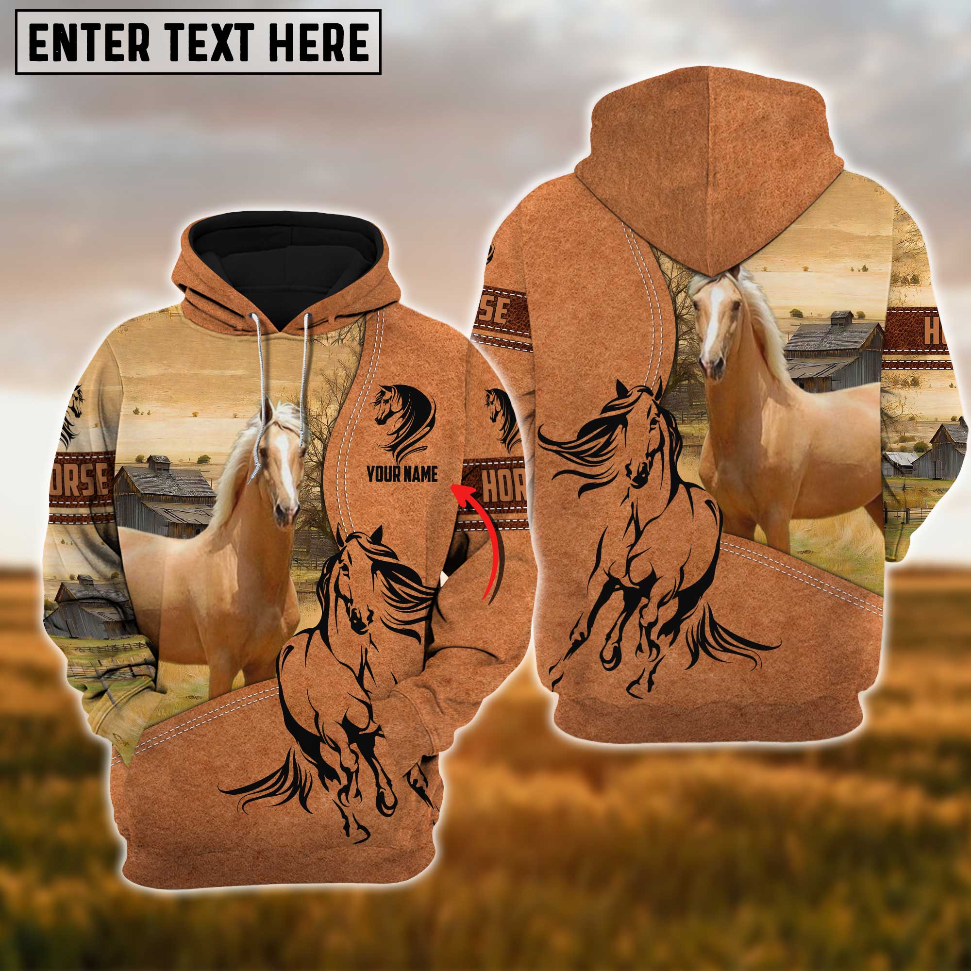 Custom Name Farm Horse Lovers 3D Printed Hoodie