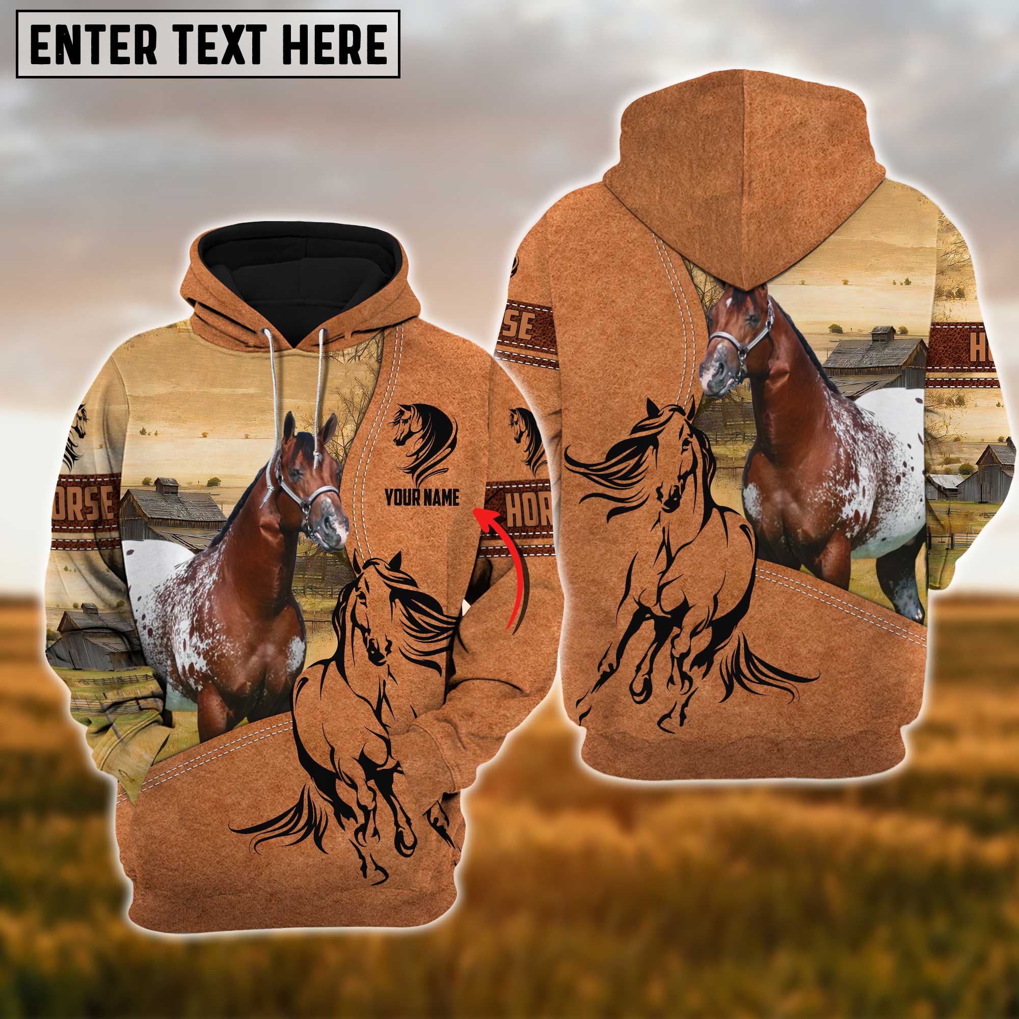 Custom Name Farm Horse Lovers 3D Printed Hoodie