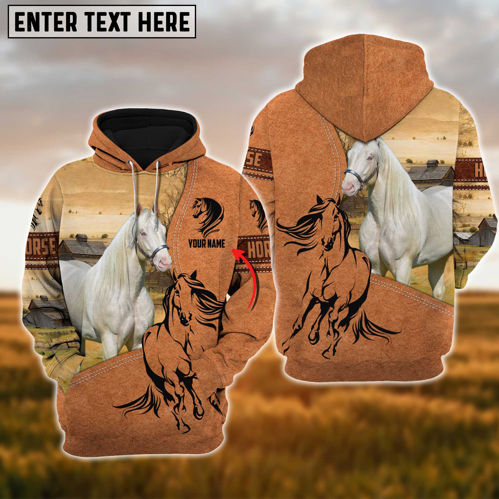 Custom Name Farm Horse Lovers 3D Printed Hoodie