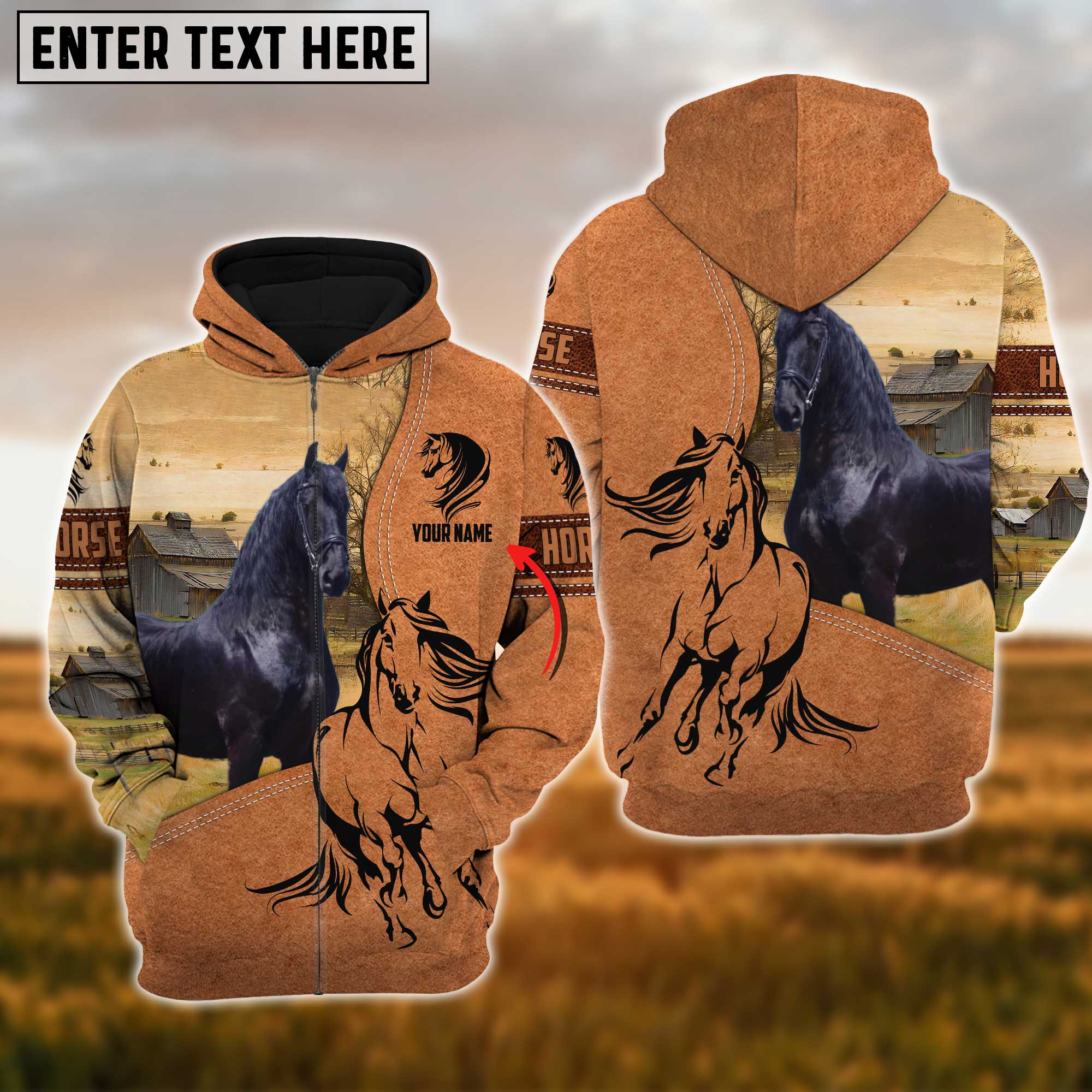 Custom Name Farm Horse Lovers 3D Printed Hoodie