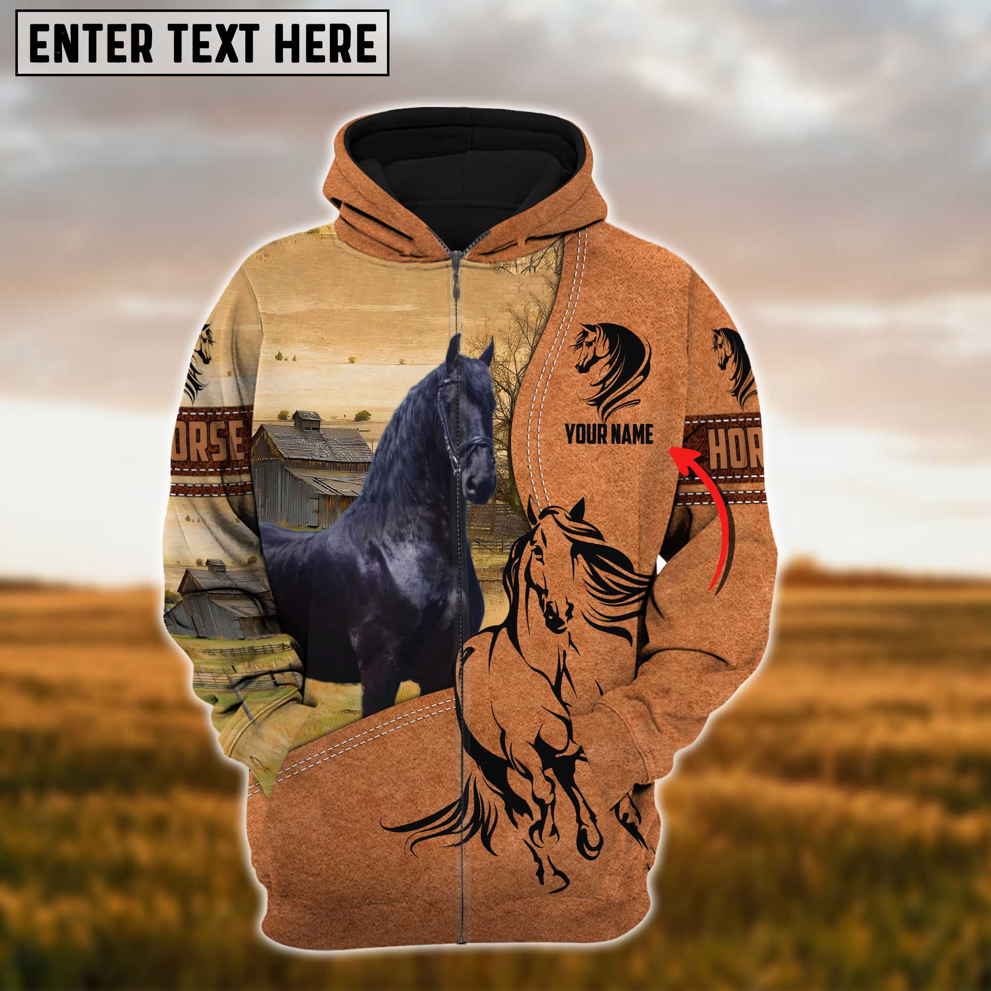 Custom Name Farm Horse Lovers 3D Printed Hoodie