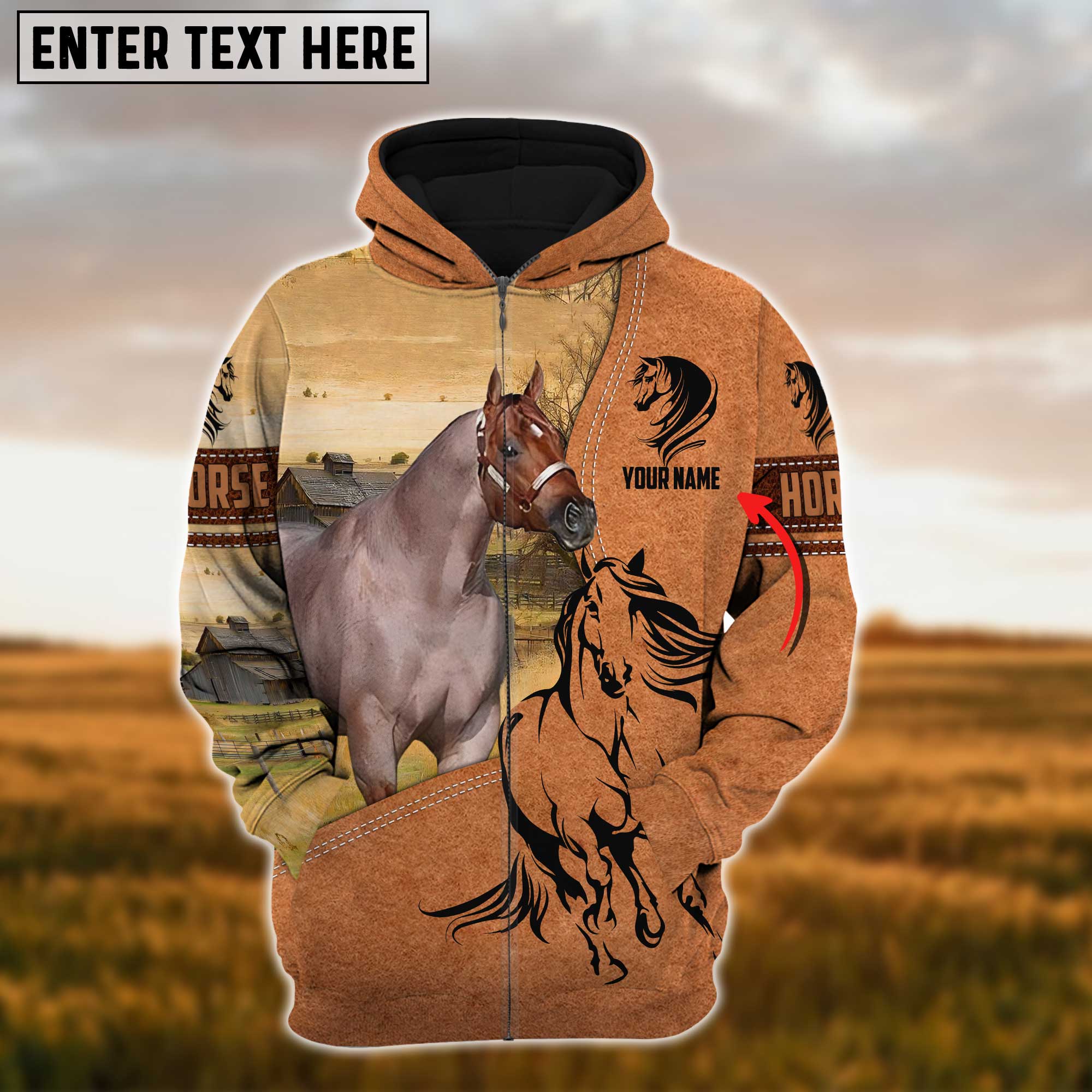 Custom Name Farm Horse Lovers 3D Printed Hoodie