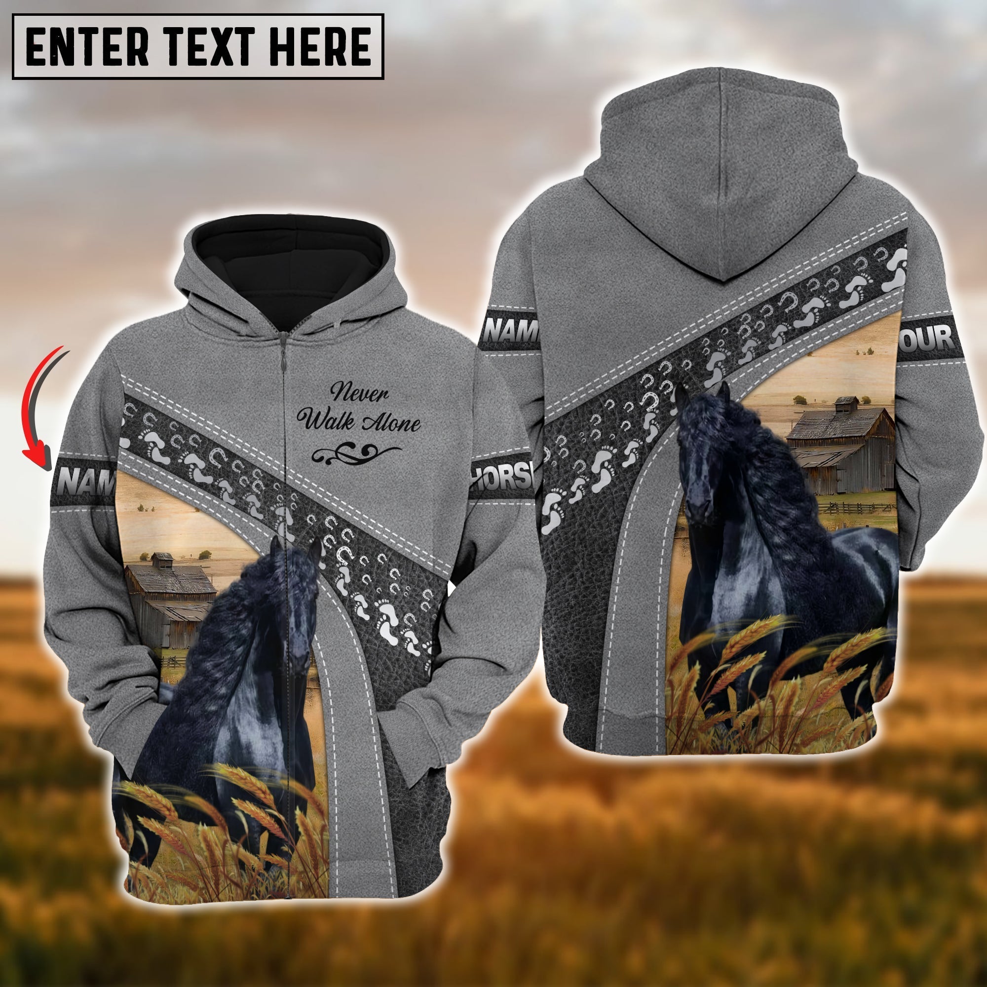 Custom Name Farm Horse Lovers 3D Printed Hoodie
