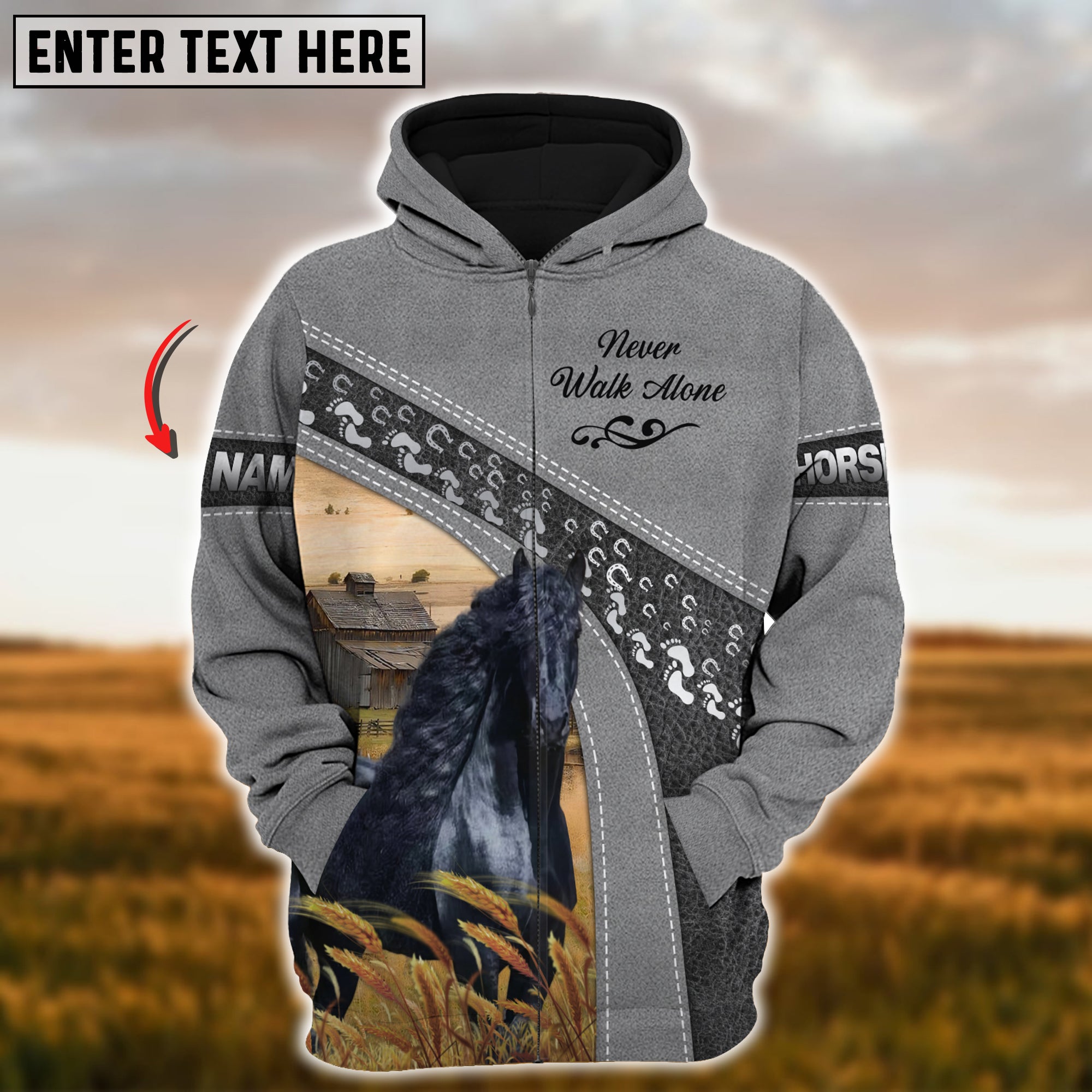 Custom Name Farm Horse Lovers 3D Printed Hoodie