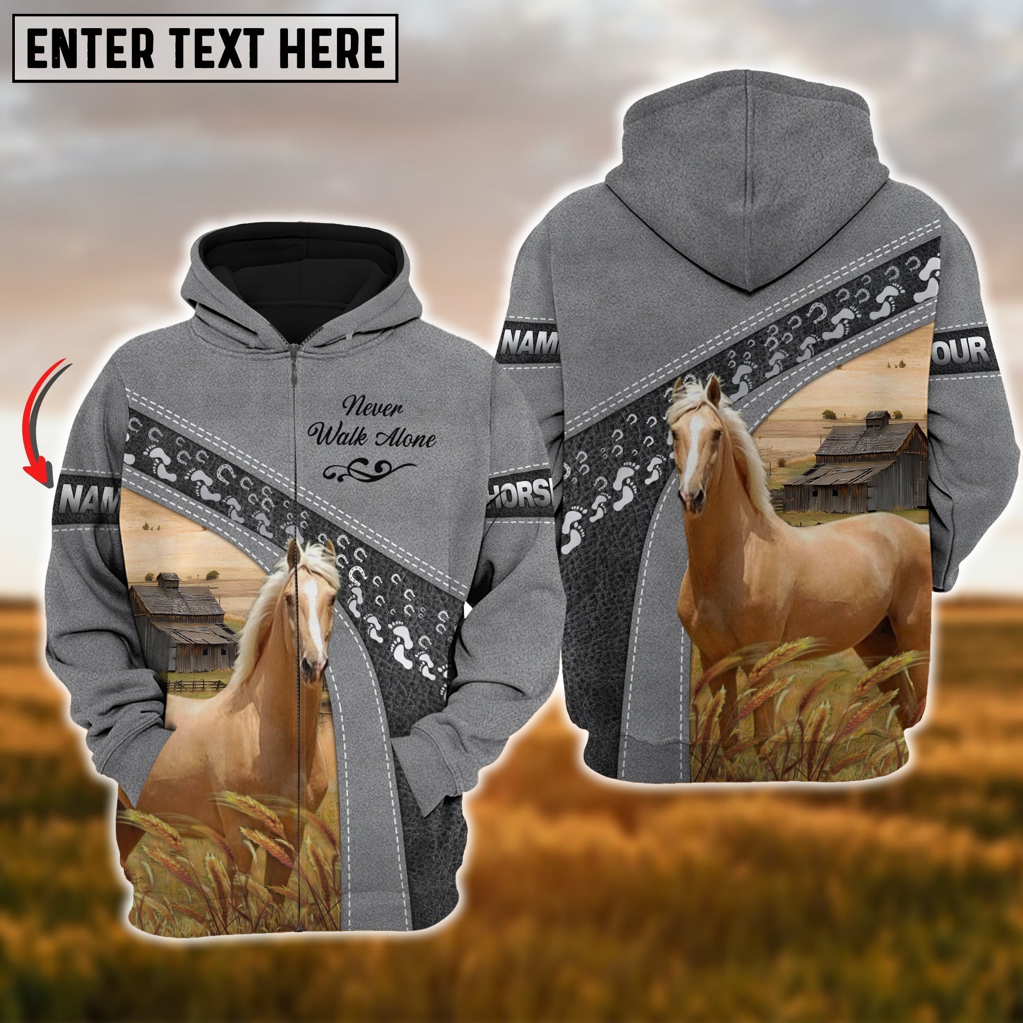 Custom Name Farm Horse Lovers 3D Printed Hoodie