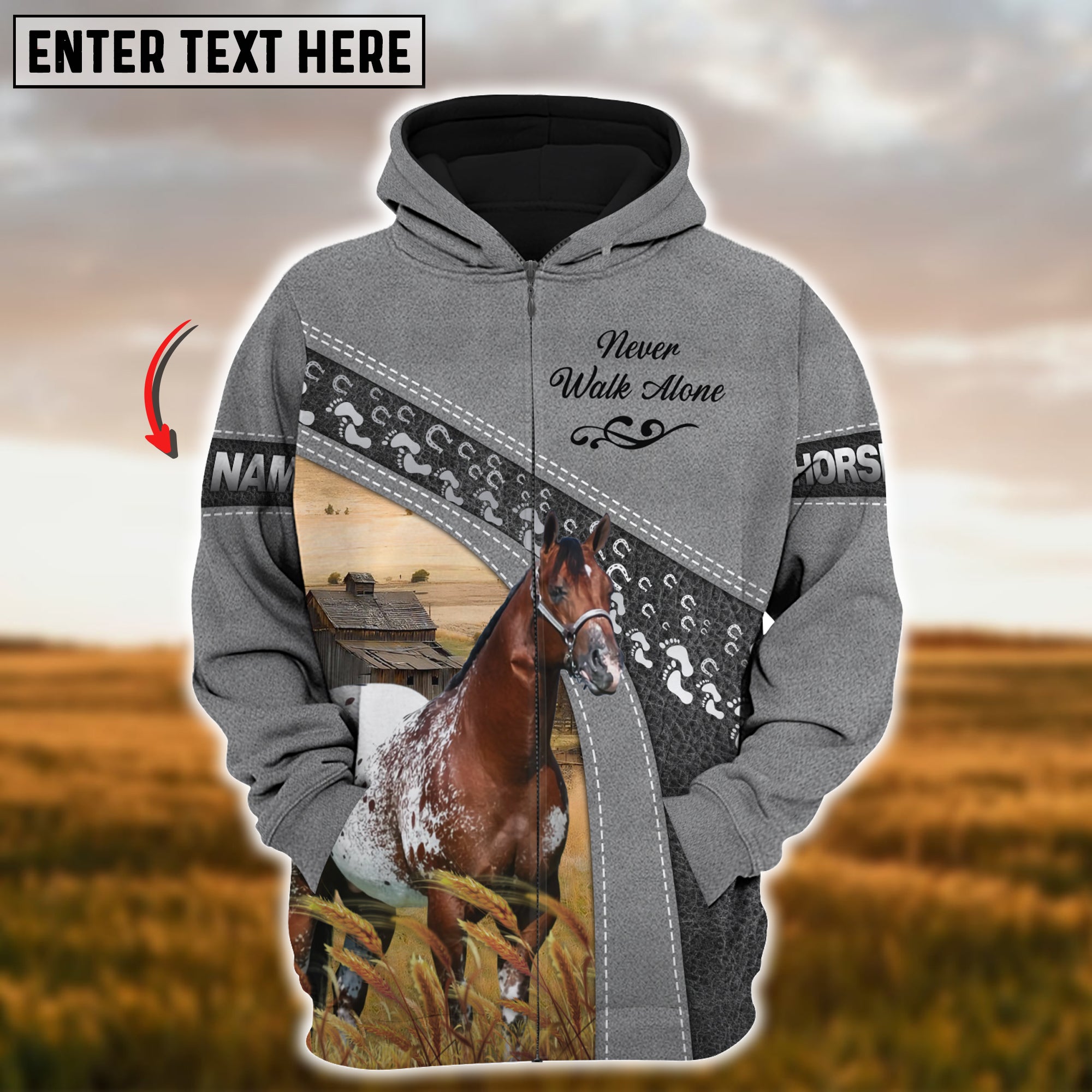 Custom Name Farm Horse Lovers 3D Printed Hoodie