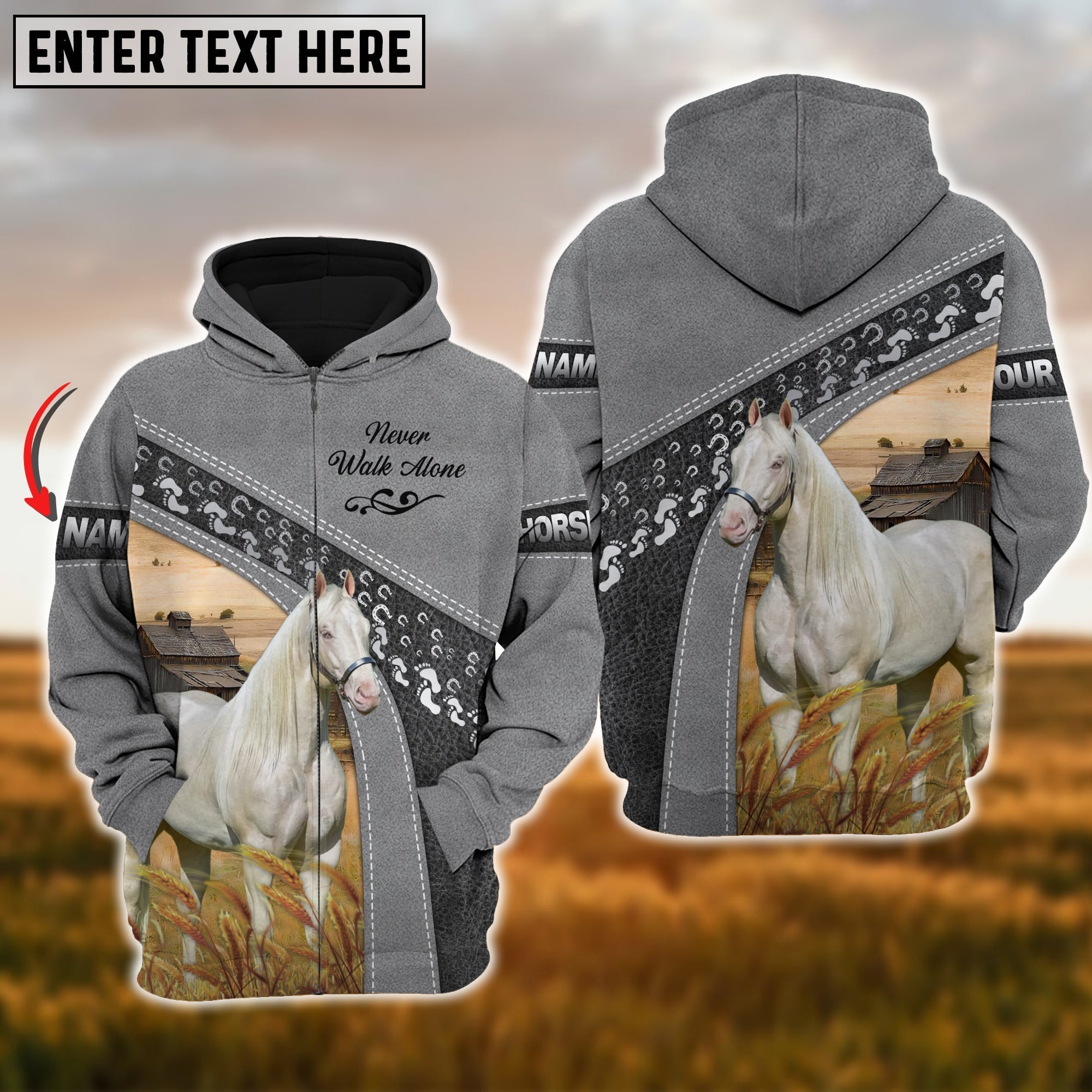 Custom Name Farm Horse Lovers 3D Printed Hoodie