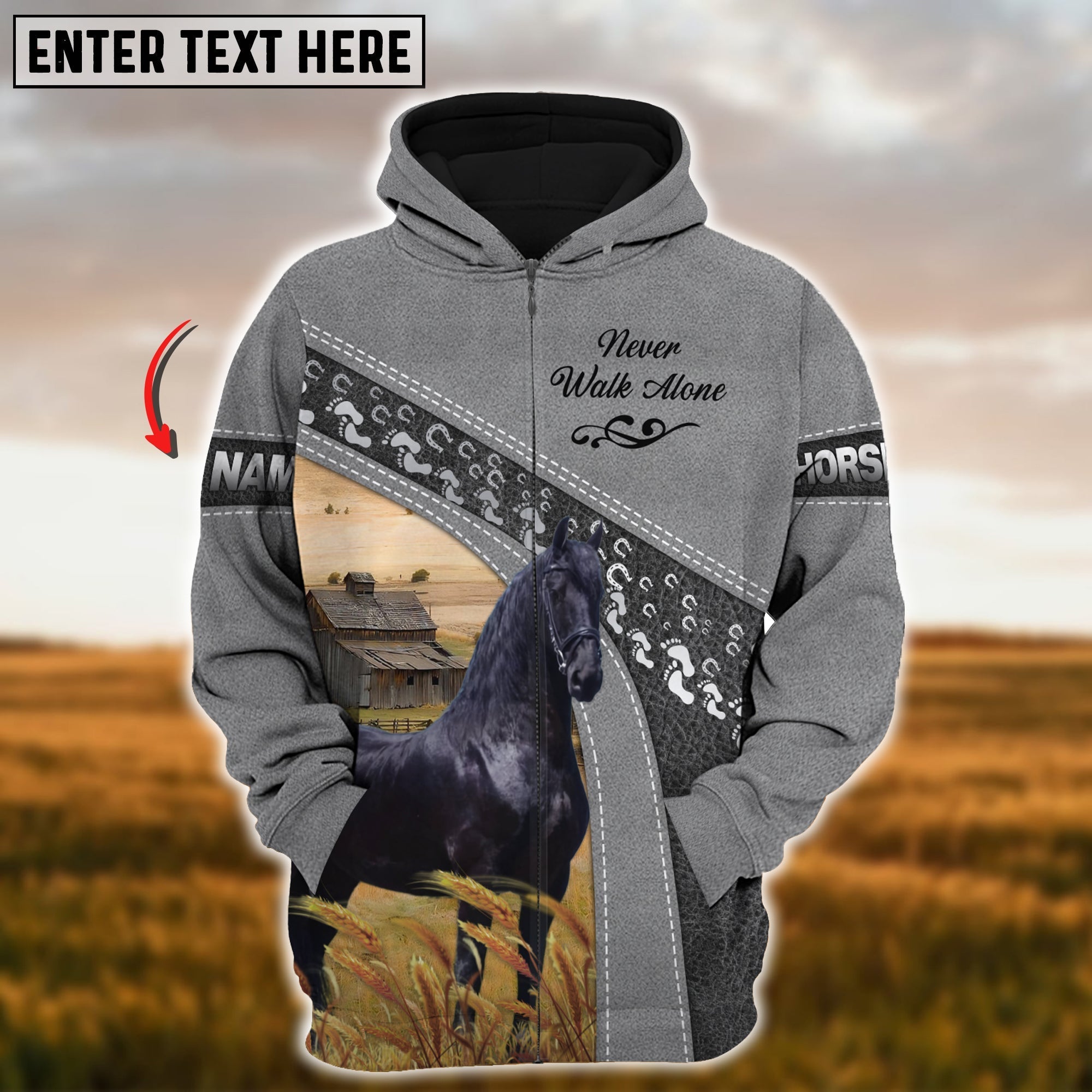 Custom Name Farm Horse Lovers 3D Printed Hoodie