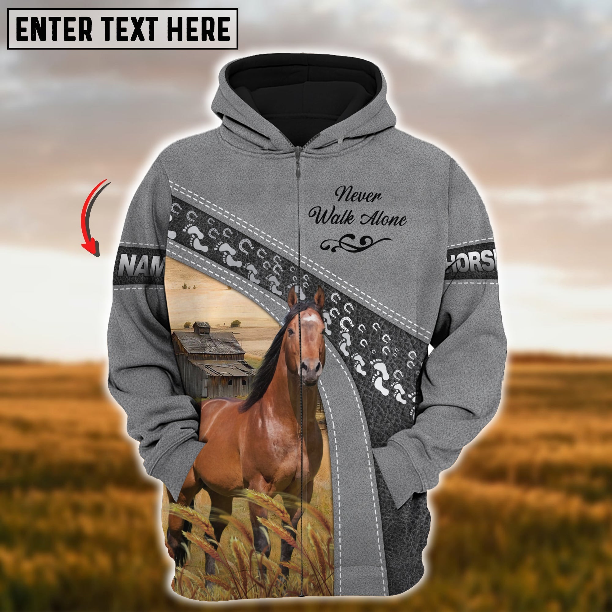Custom Name Farm Horse Lovers 3D Printed Hoodie