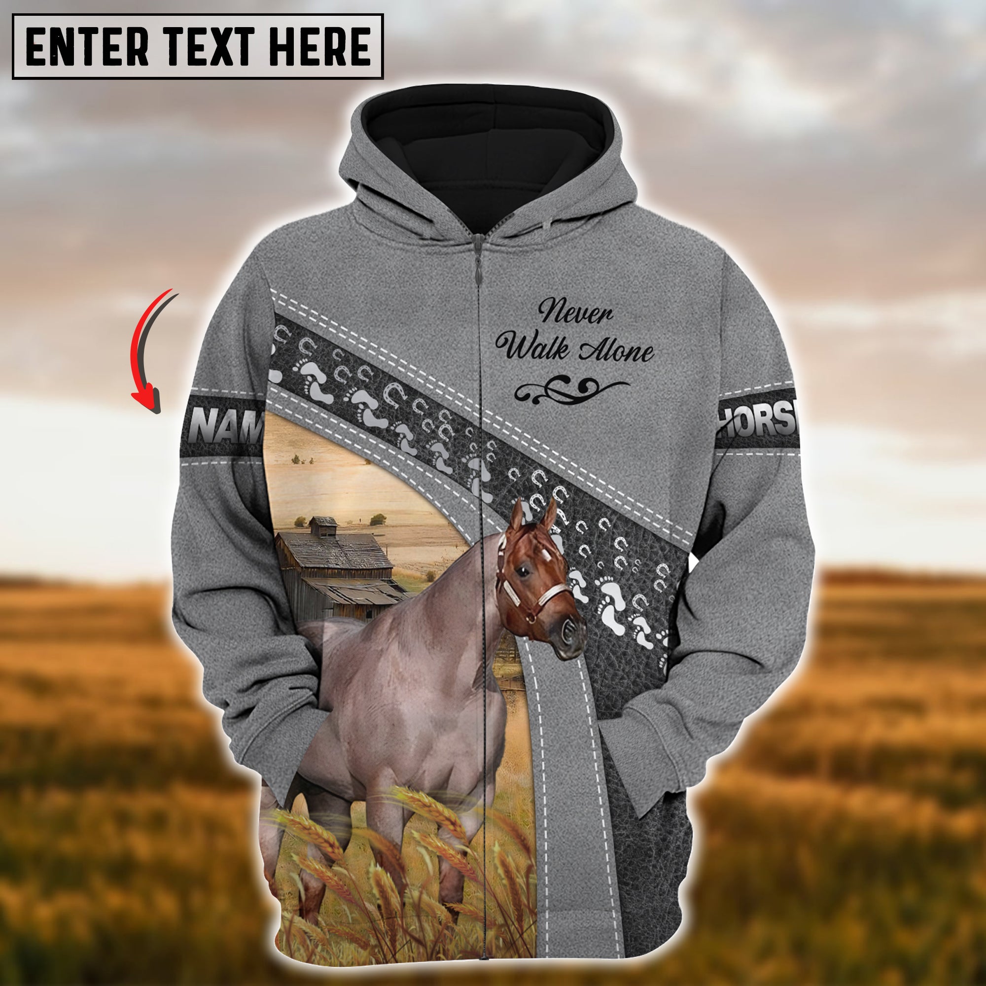 Custom Name Farm Horse Lovers 3D Printed Hoodie