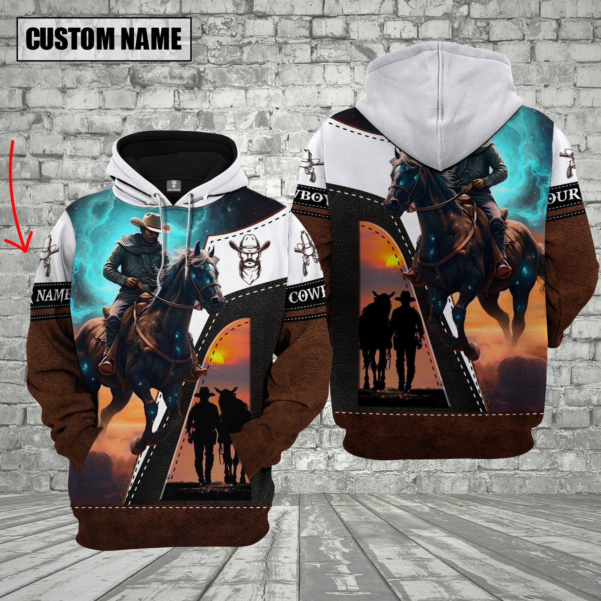 Cowboy Custom Name Horse Lovers 3D Hoodie