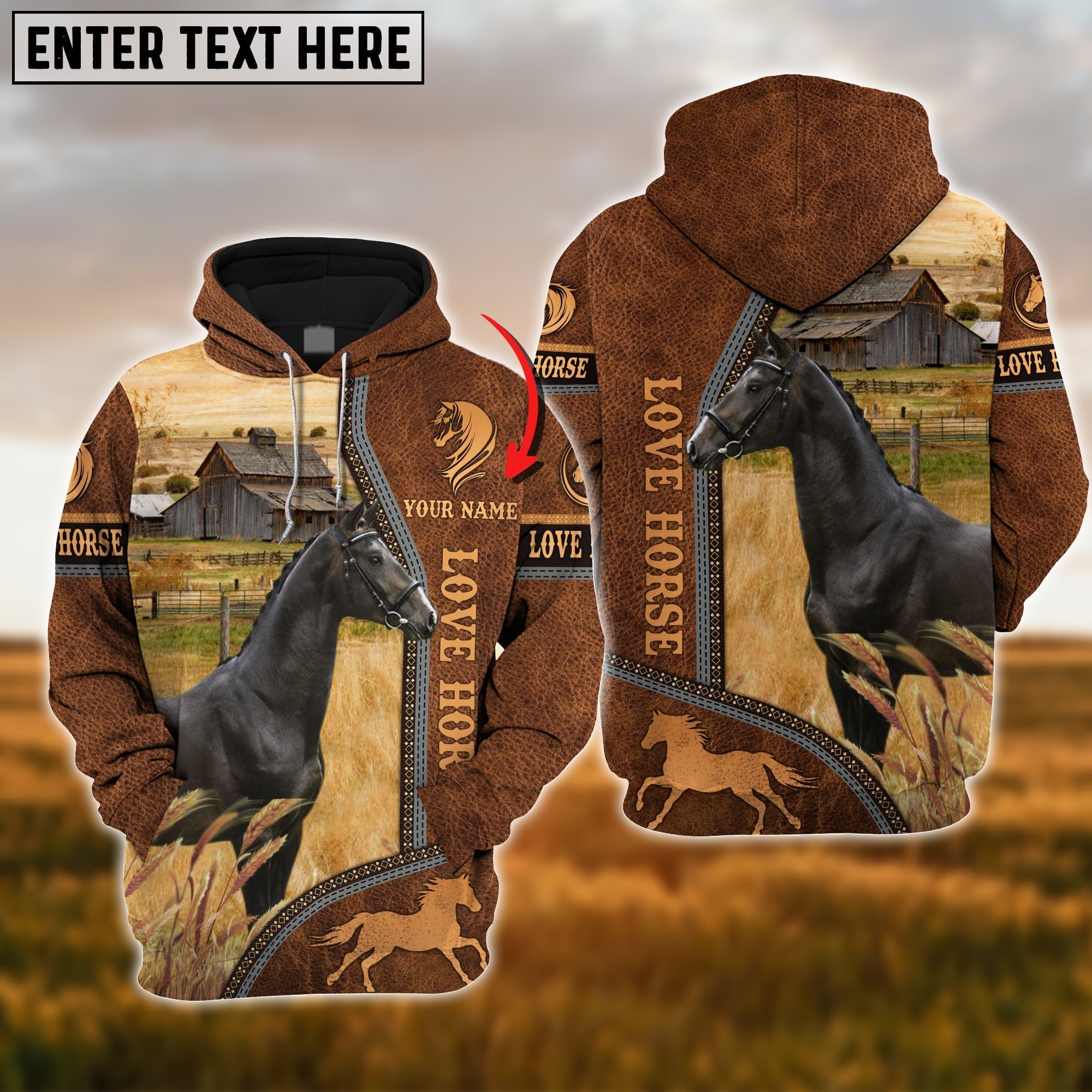 Custom Name Farm Horse Lovers 3D Printed Hoodie