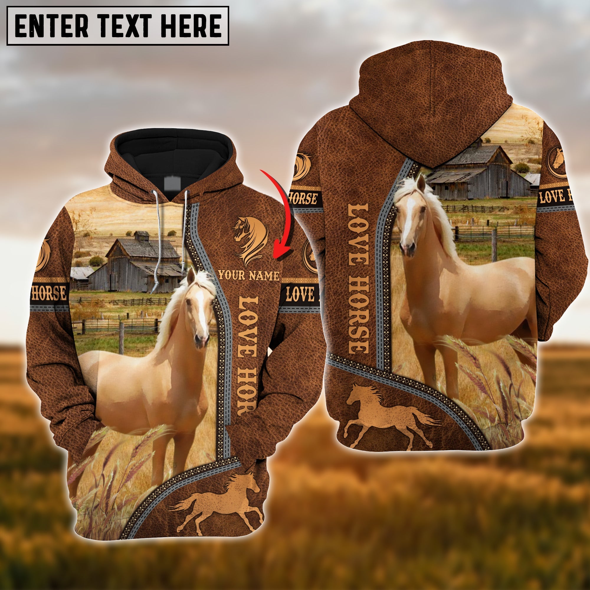 Custom Name Farm Horse Lovers 3D Printed Hoodie