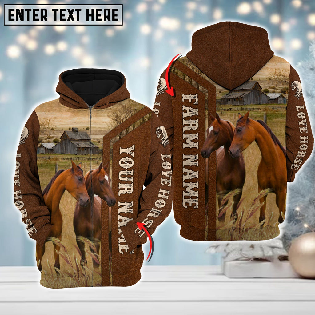 Custom Name Farm Horse Lovers Merry Christmas 3D Printed Hoodie