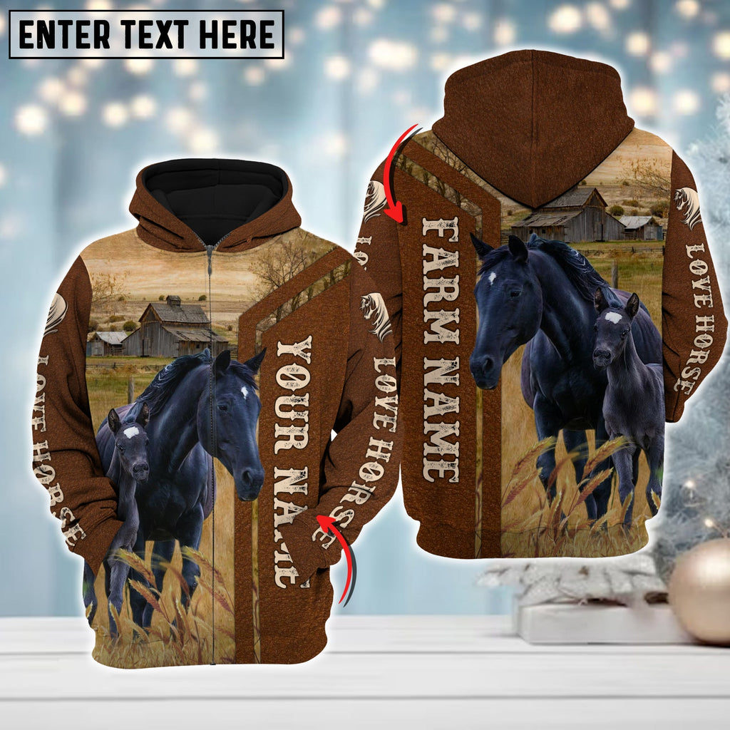 Custom Name Farm Horse Lovers Merry Christmas 3D Printed Hoodie