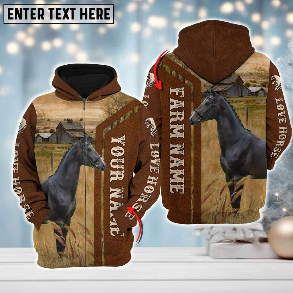 Custom Name Farm Horse Lovers Merry Christmas 3D Printed Hoodie