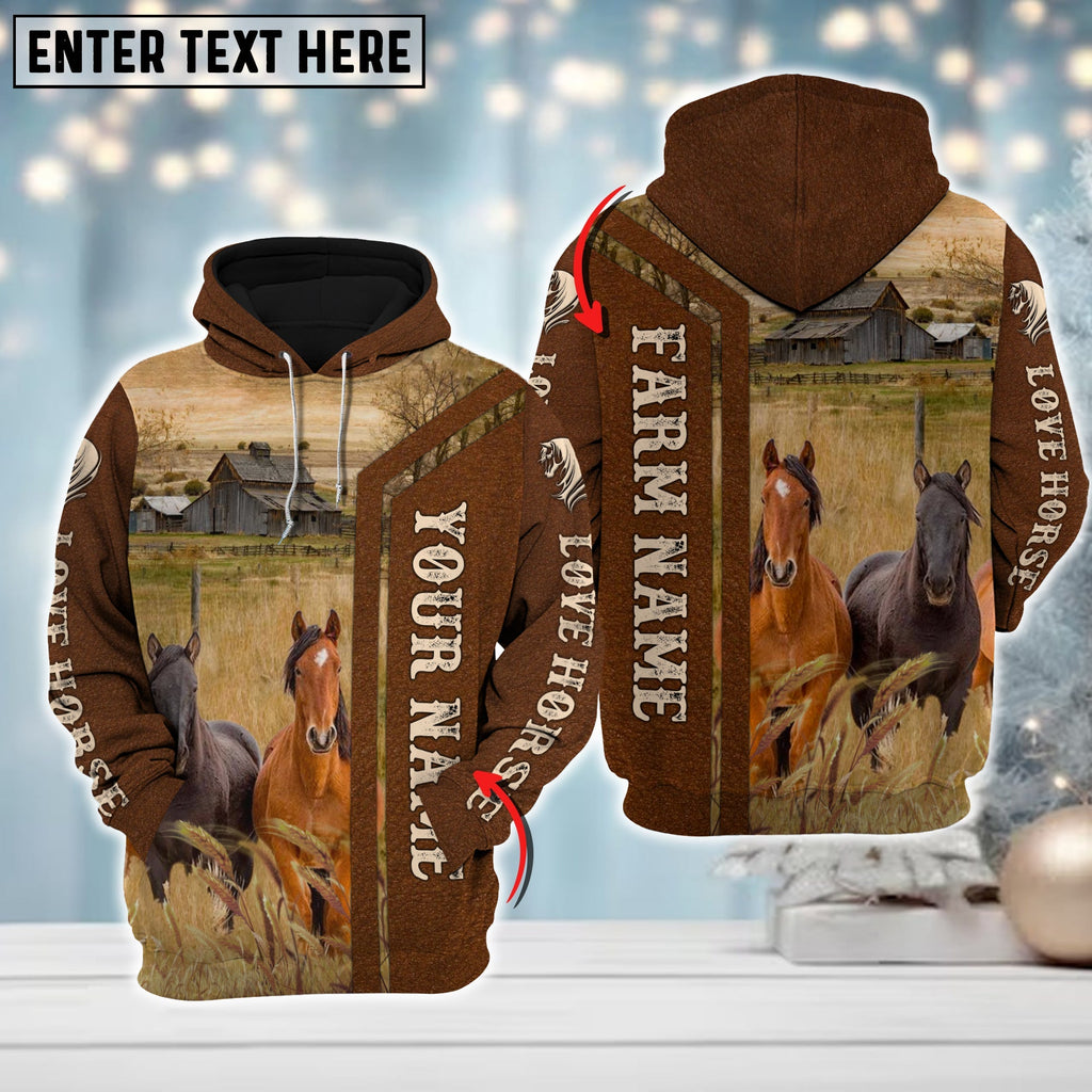 Custom Name Farm Horse Lovers Merry Christmas 3D Printed Hoodie