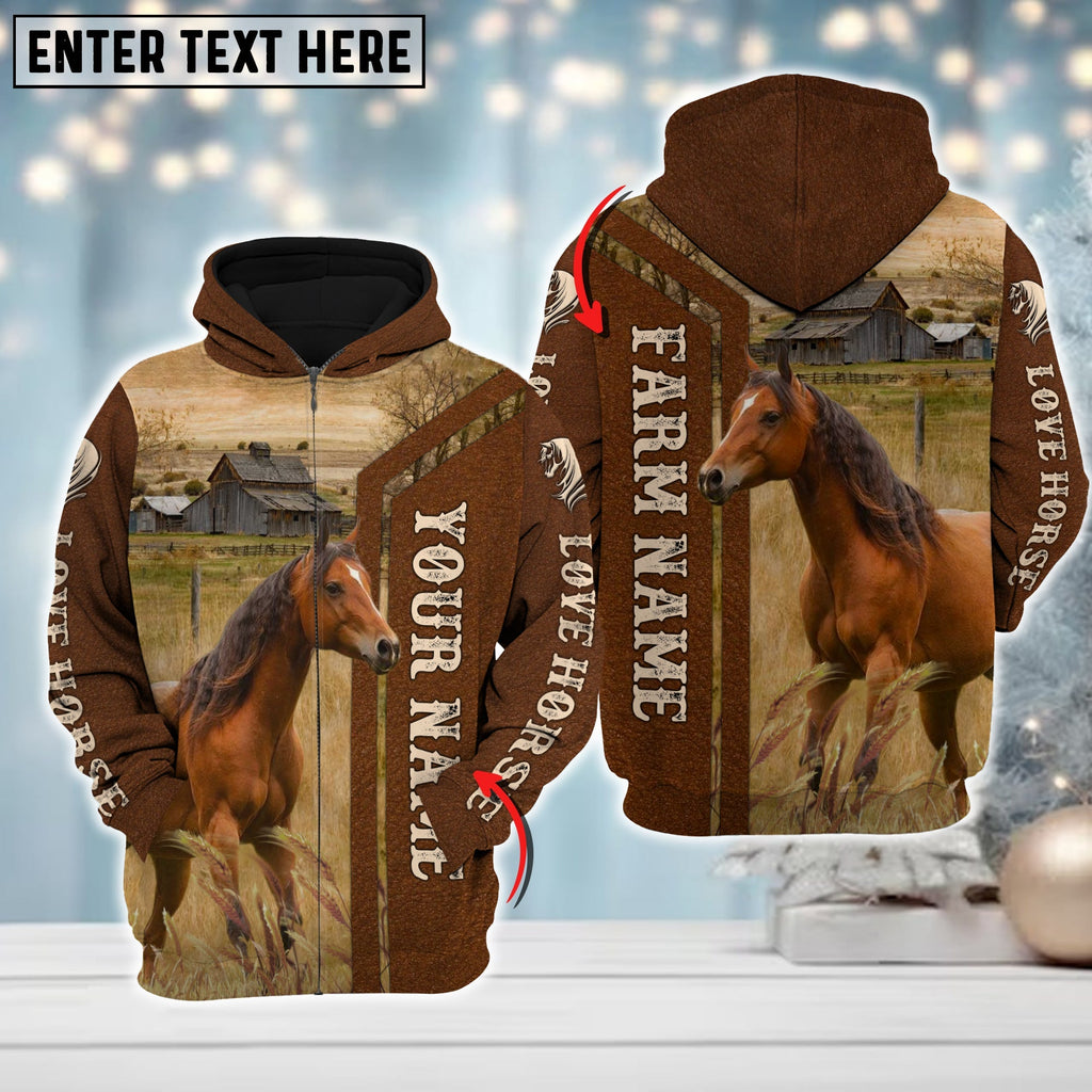 Custom Name Farm Horse Lovers Merry Christmas 3D Printed Hoodie