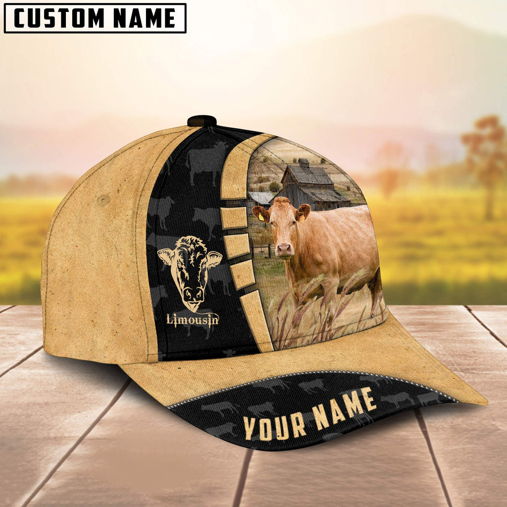 Custom Name Limousin Cattle Farmhouse Field Cap