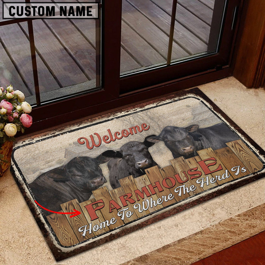 Black Sim Angus Personalized - Welcome  Doormat