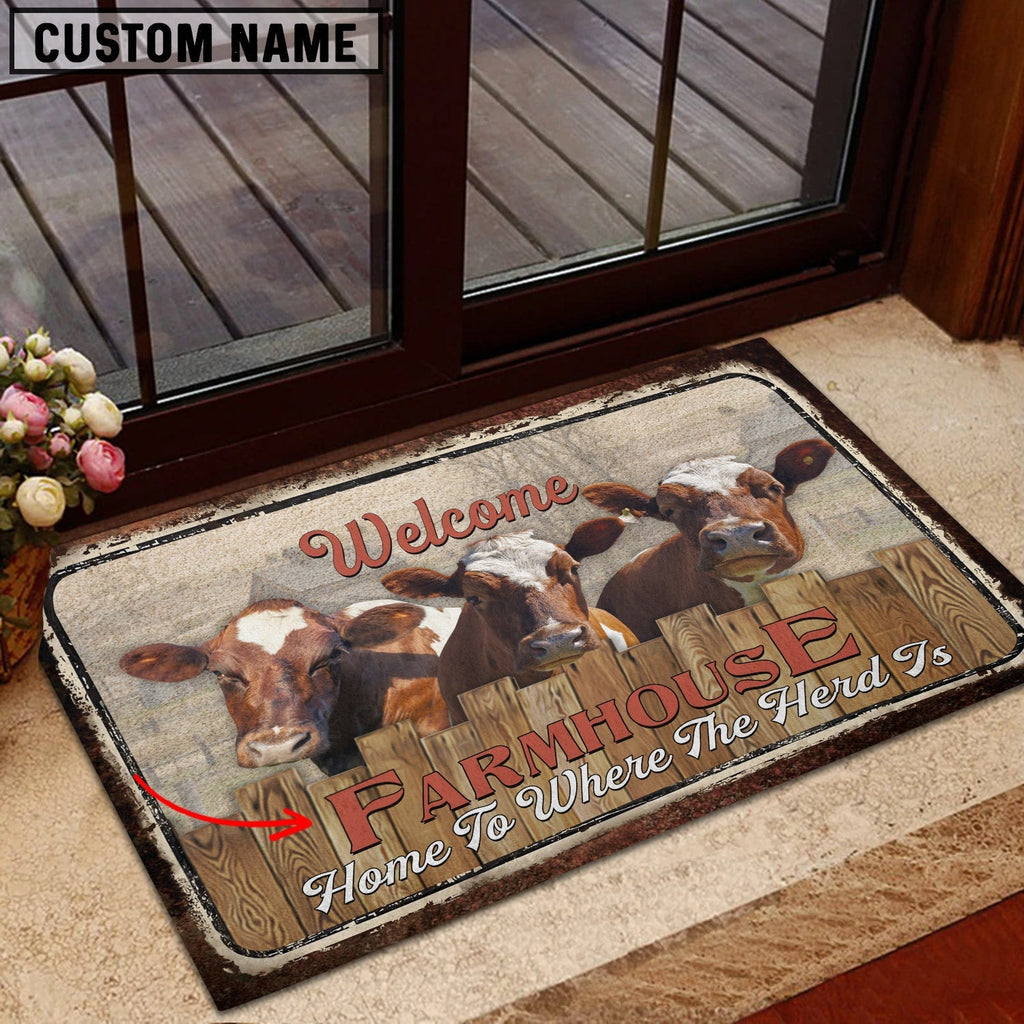 Ayrshires Custom Name- Home To Where The Herd Is FarmHouse Doormat