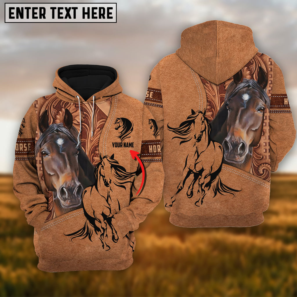 Custom Name Horse Light Brown 3D Printed Hoodie