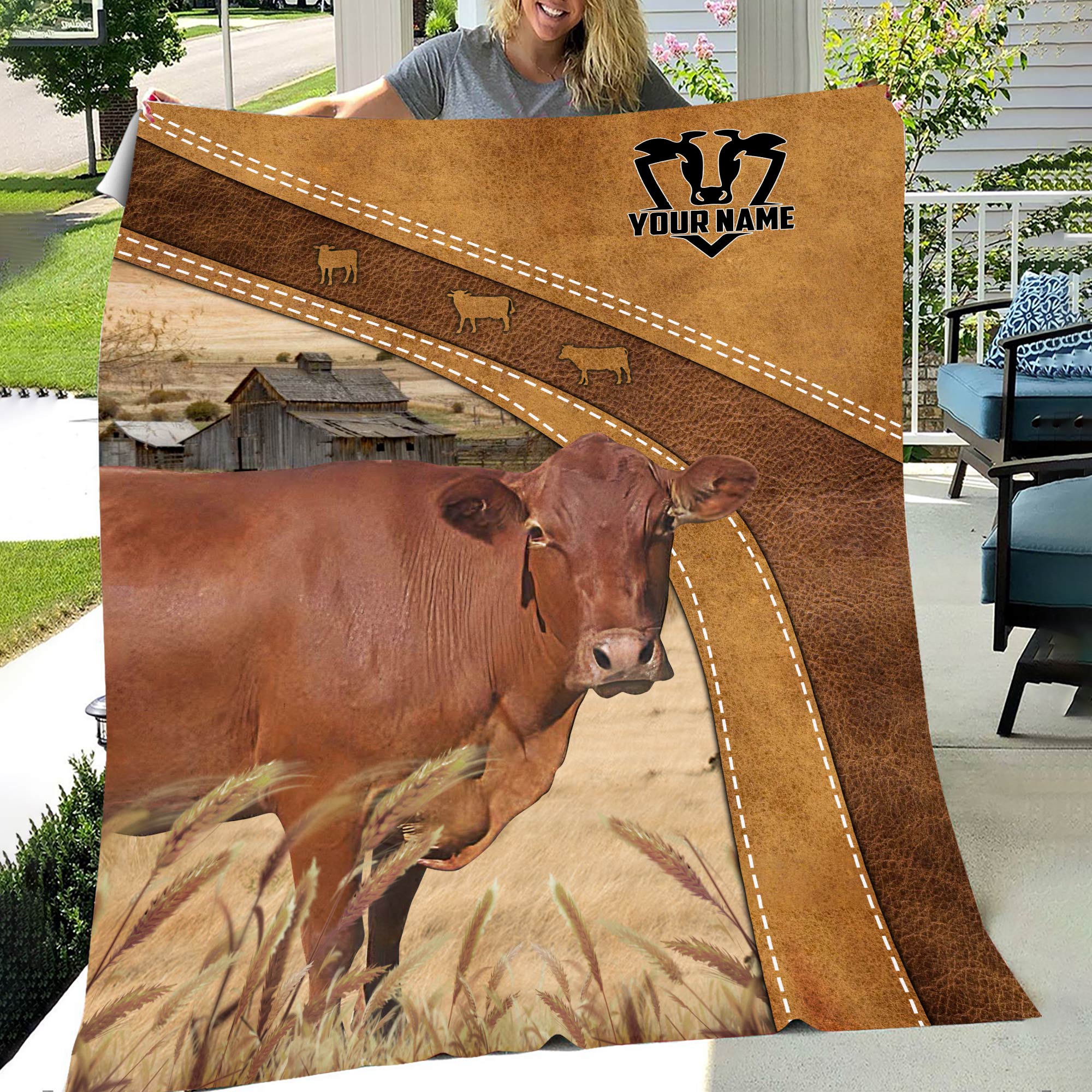 Personalized Name Barzona In Field Farmhouse Blanket