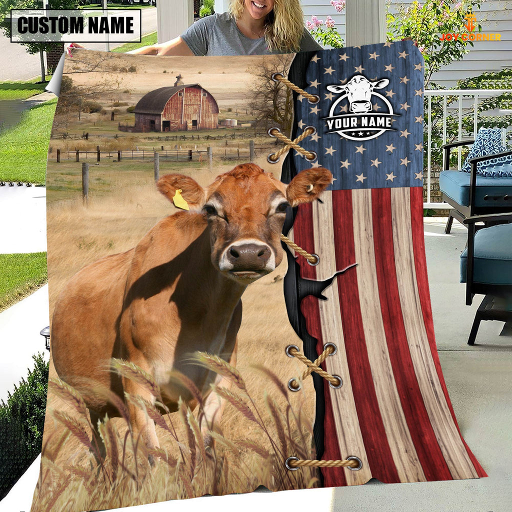 Personalized Name Jersey Flag Vintage Blanket