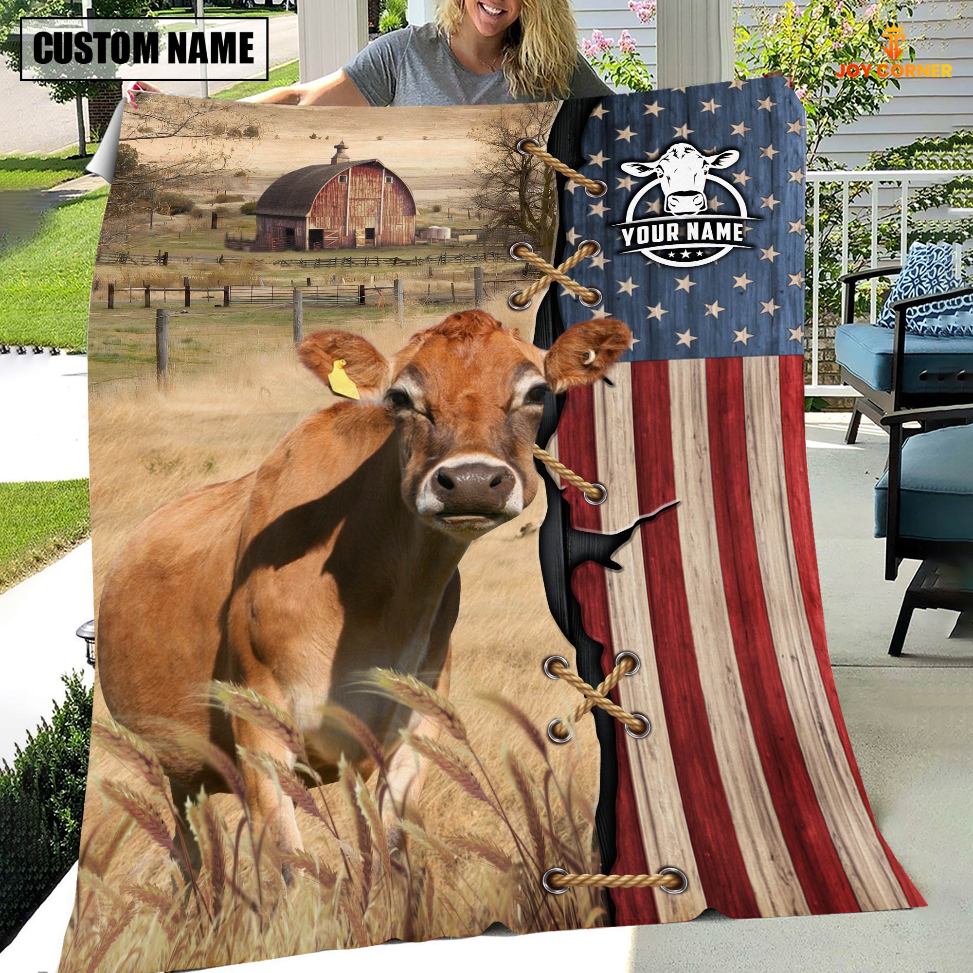 Personalized Name Jersey Flag Vintage Blanket