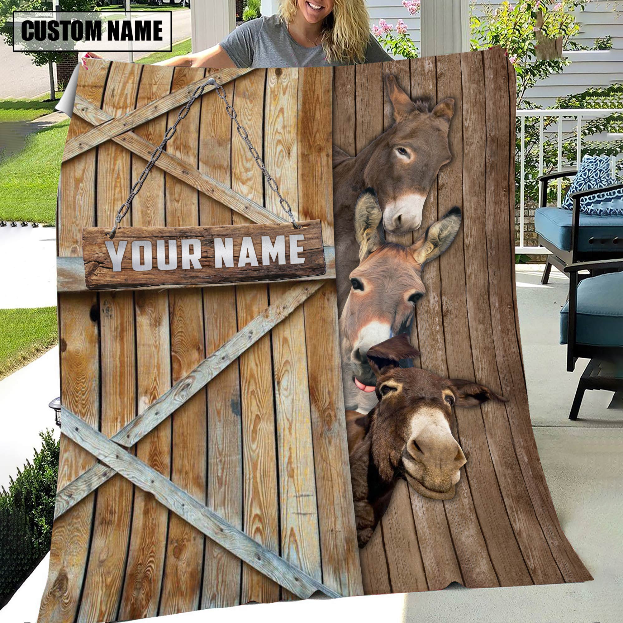 Personalized Name Donkey Barn Blanket