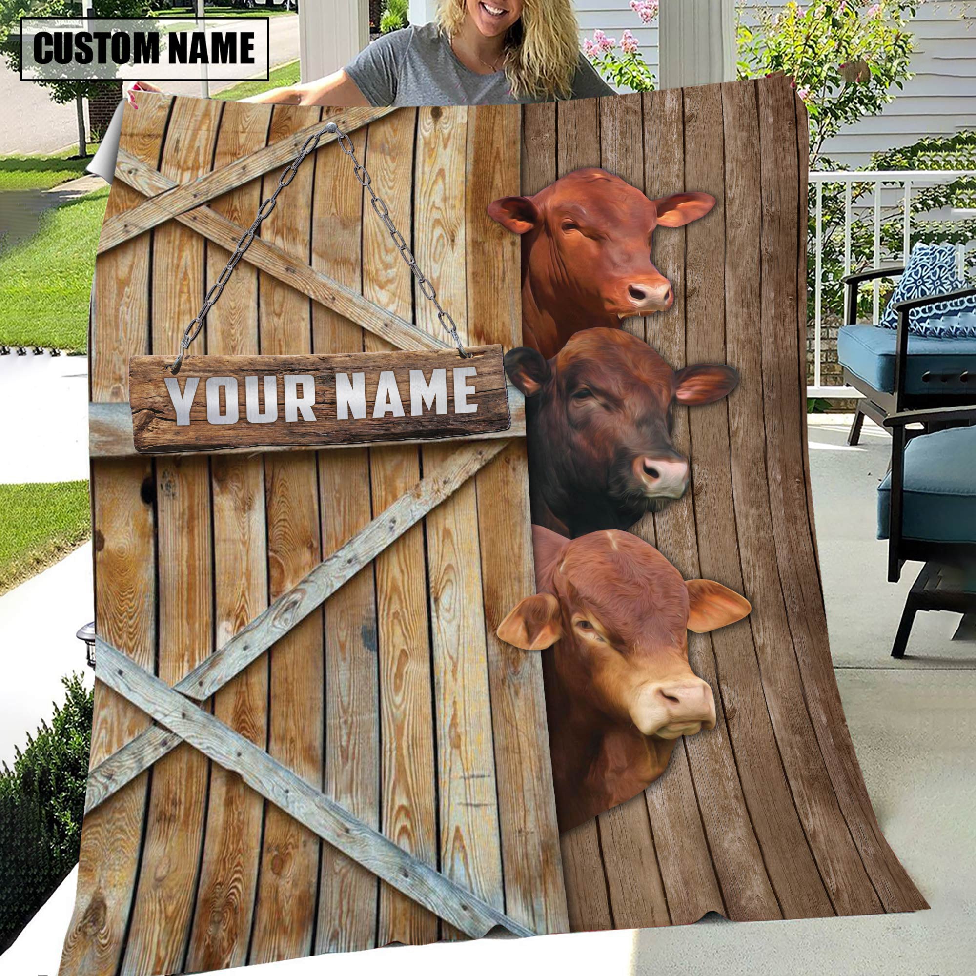 Personalized Name Beefmaster Barn Blanket