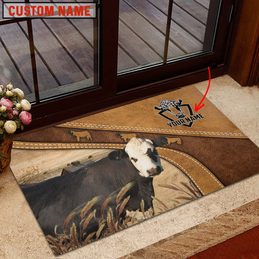 Black hereford Personalized - Welcome  Doormat