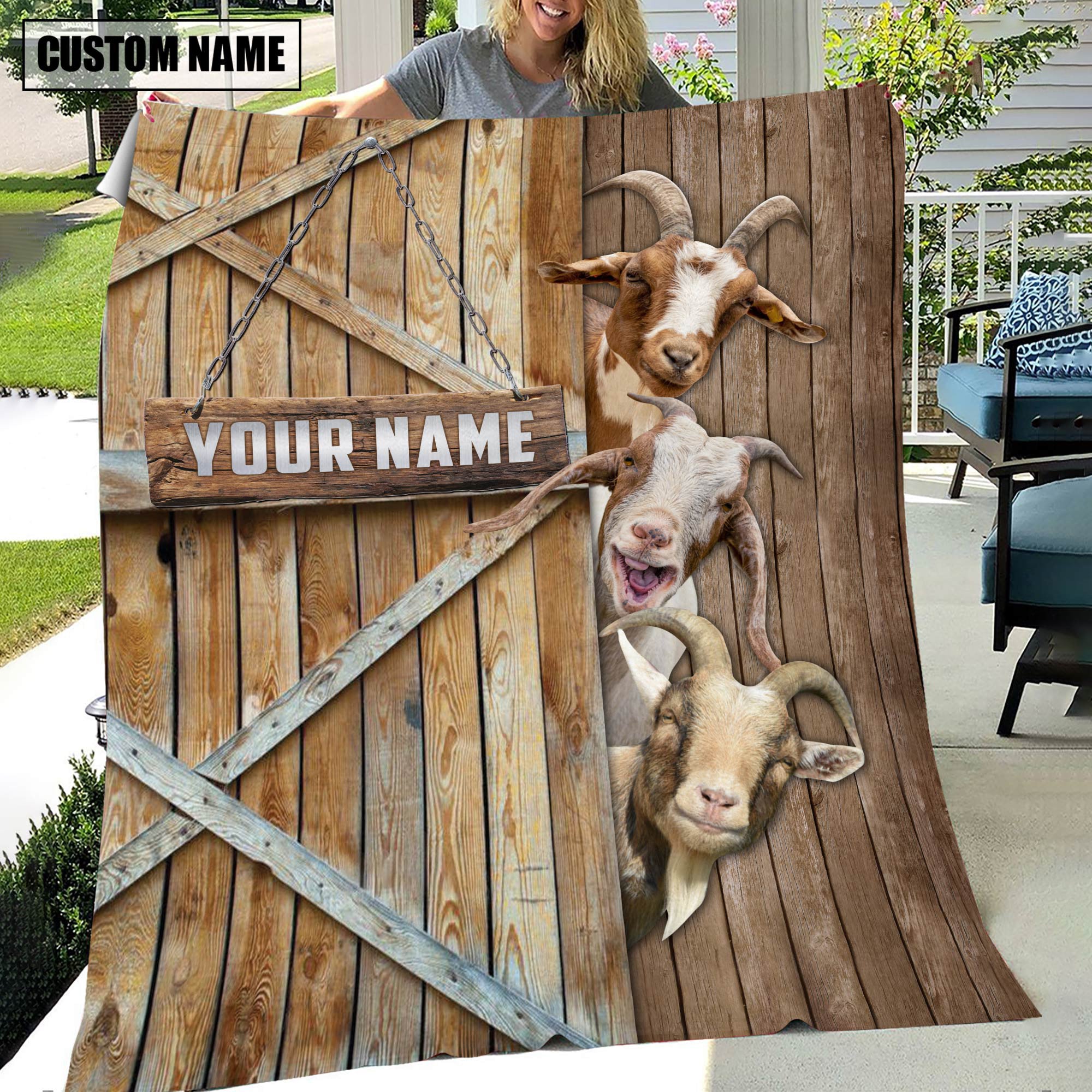 Personalized Name Goat Barn Blanket