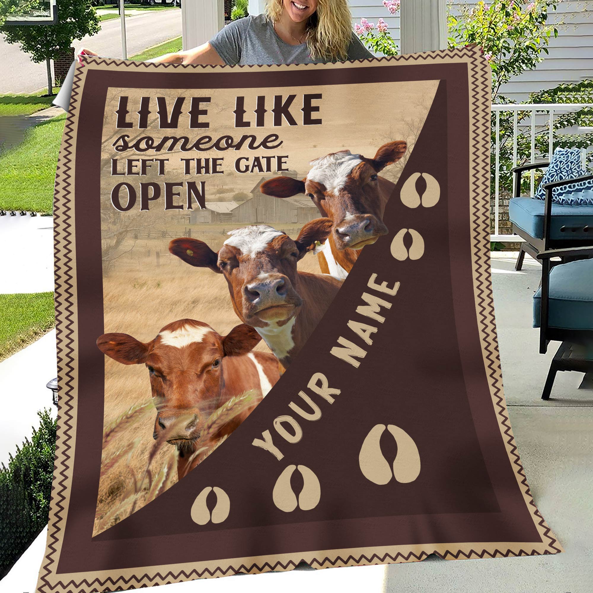 Personalized Ayrshires Live Like Someone Left The Gate Open Blanket