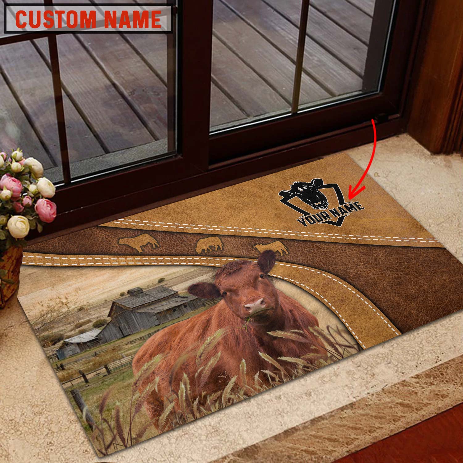 Red Angus Personalized - Welcome  Doormat