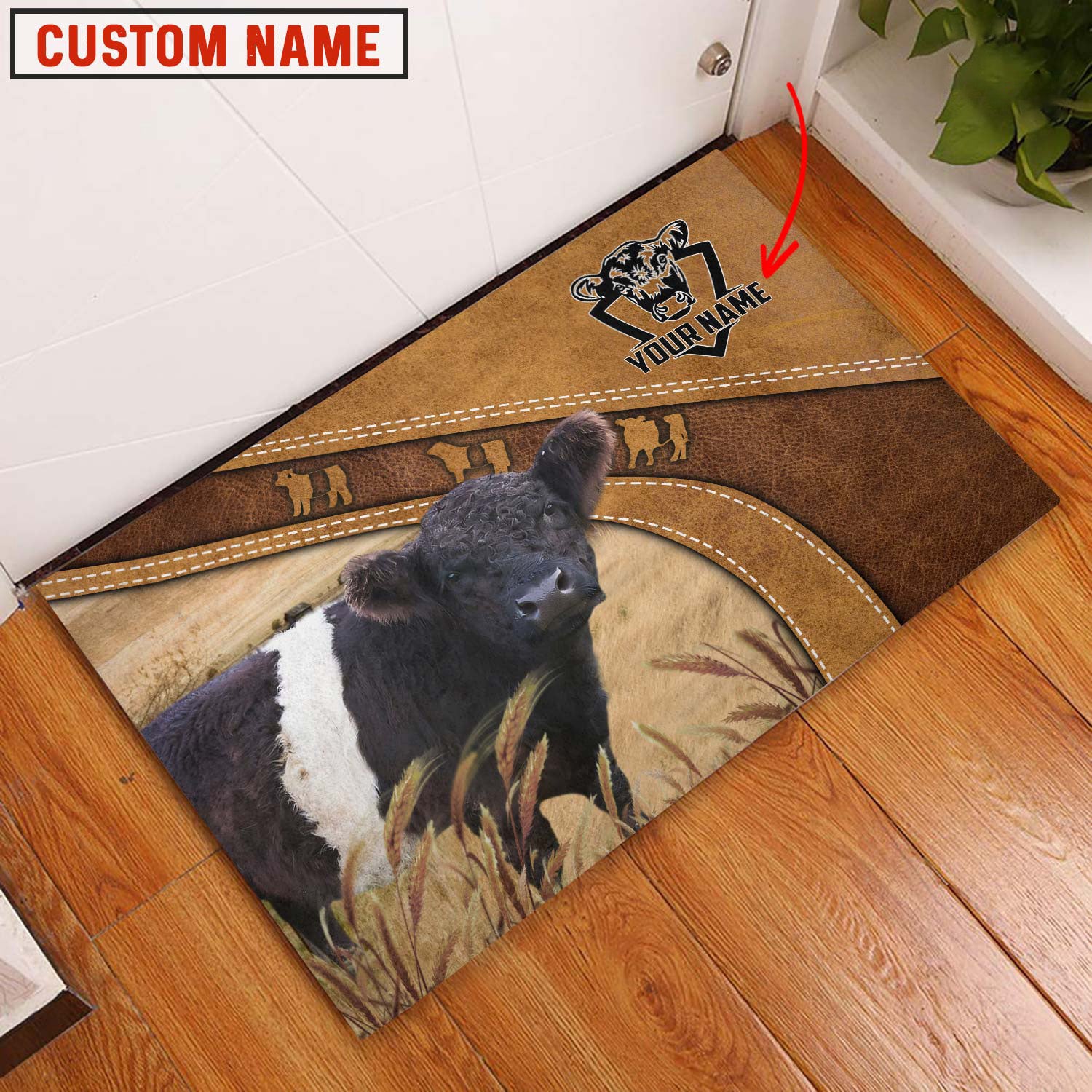 Belted Galloway Personalized - Welcome  Doormat