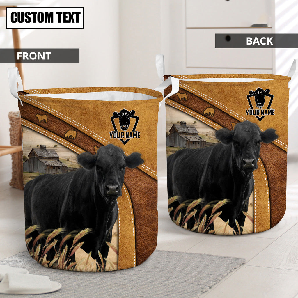 Black angus Cattle Brown Custom Name  Basket