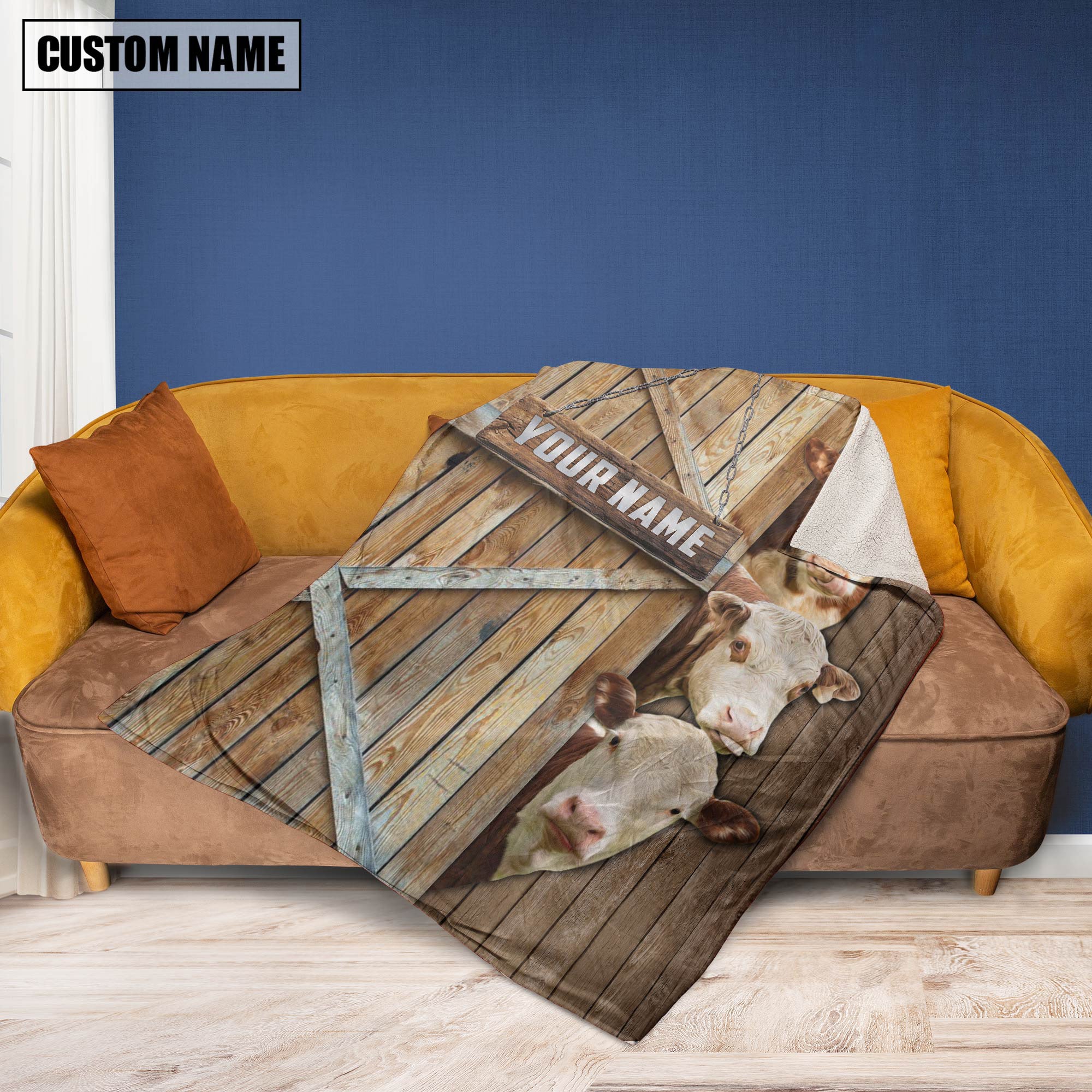 Personalized Name Hereford Barn Blanket