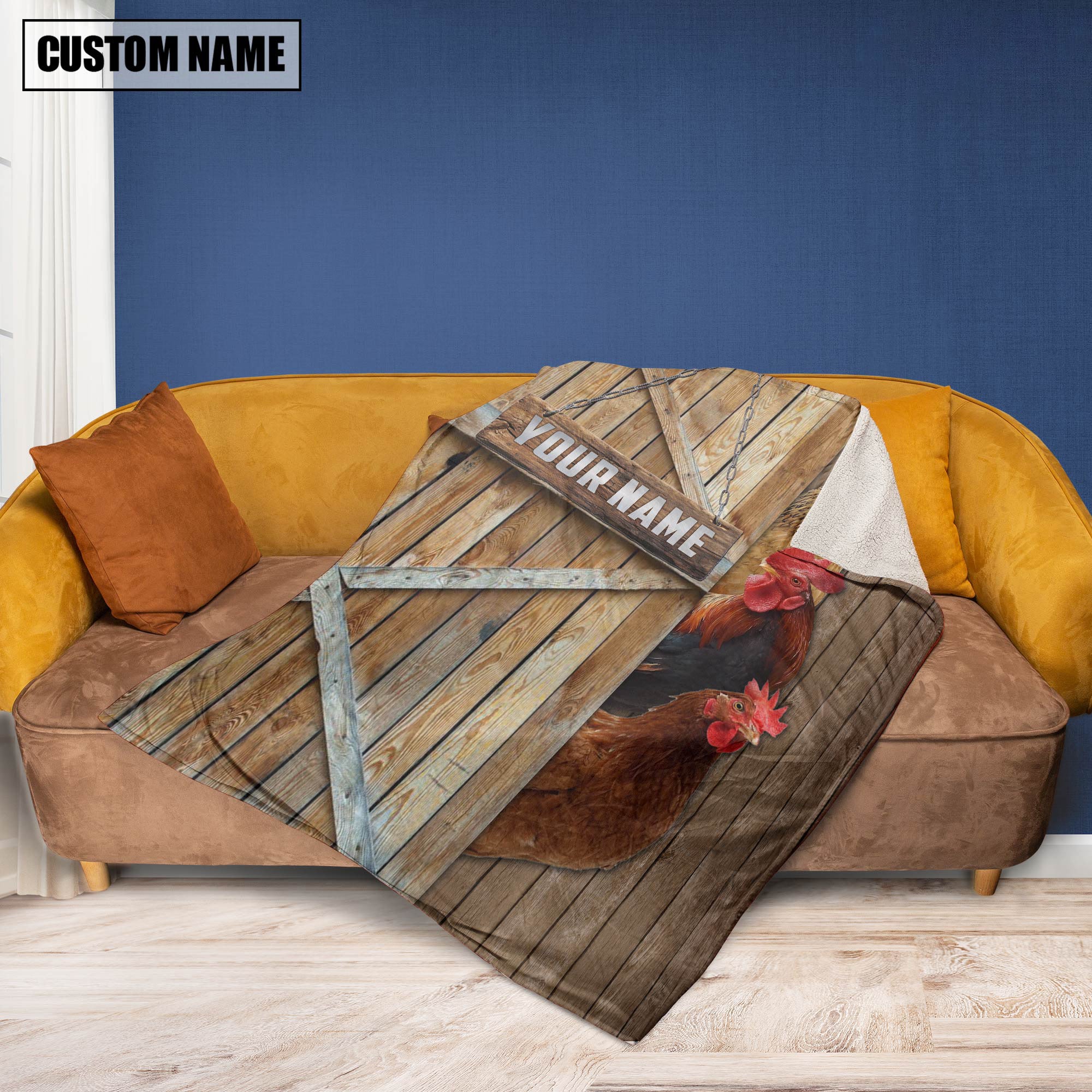 Personalized Name Chicken Barn Blanket