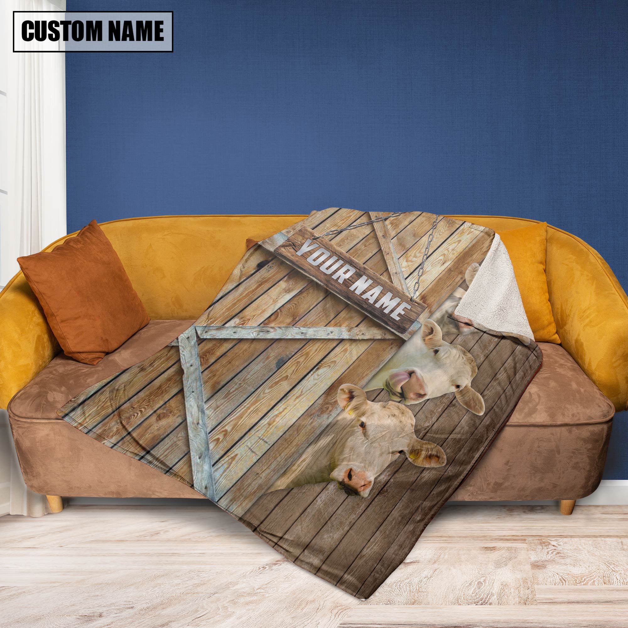 Personalized Name Charolais No Horn Barn Blanket