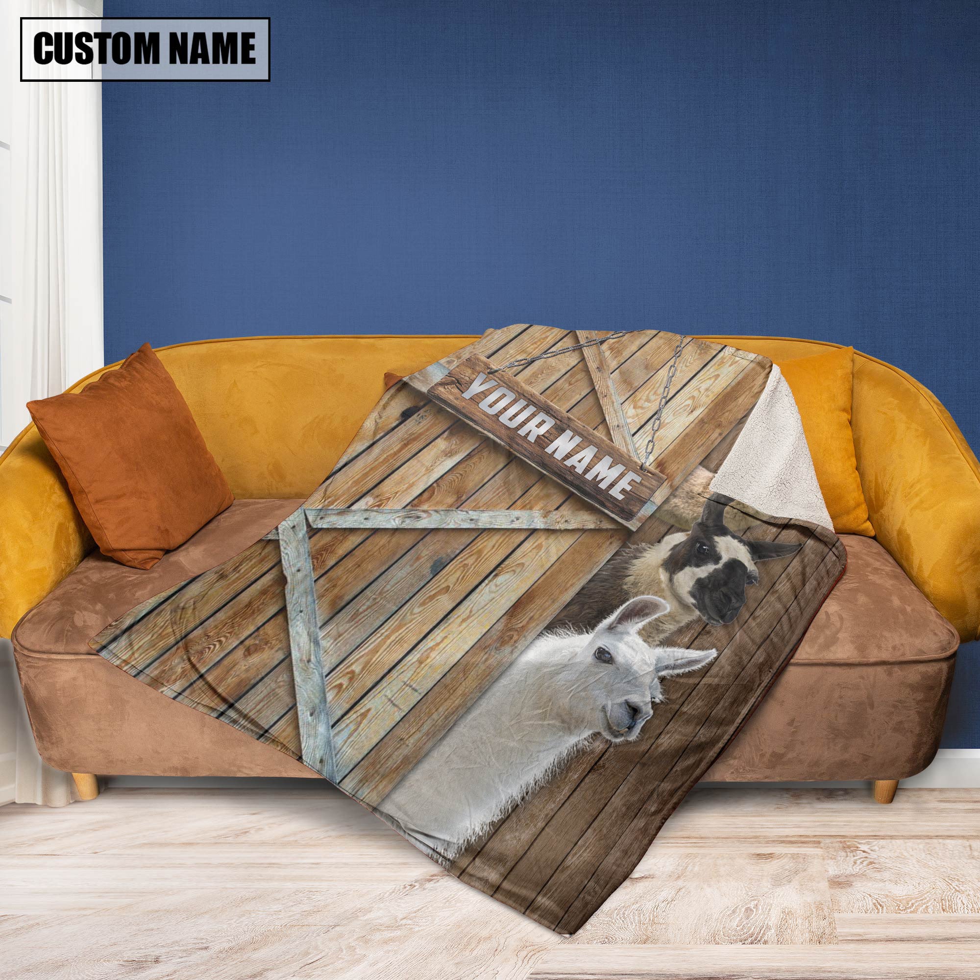Personalized Name Llama Barn Blanket