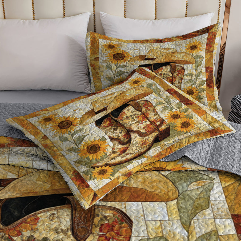 All Season Quilt 3-Piece Set Sunflower Cowboy Boot